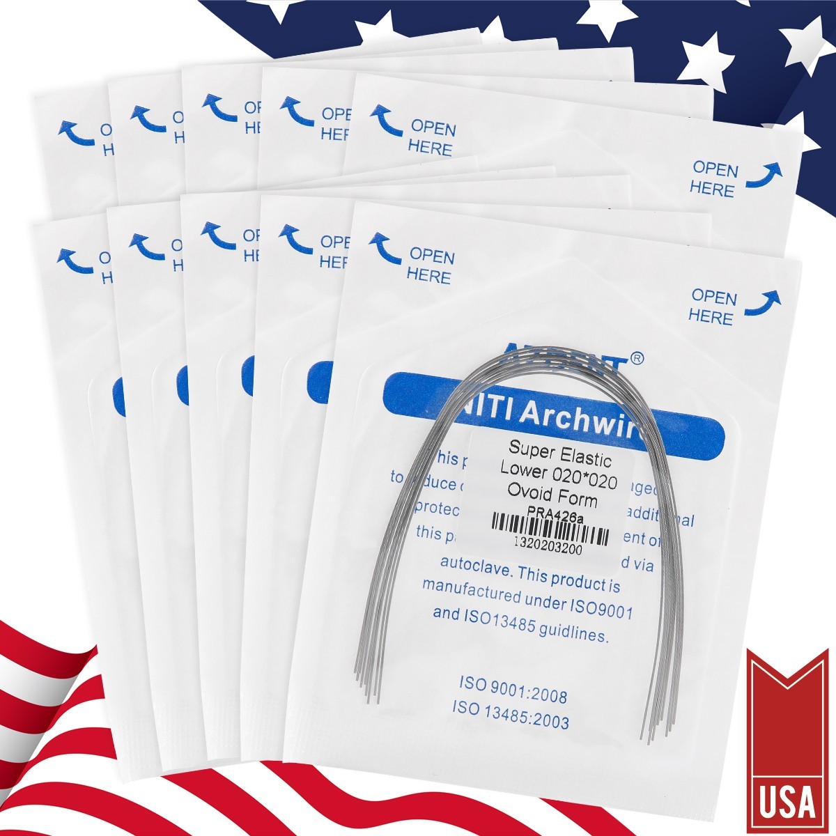 10pcs AZDENT Dental Ortho Arch Wire Super Elastic NiTi Ovoid Round Rectangular