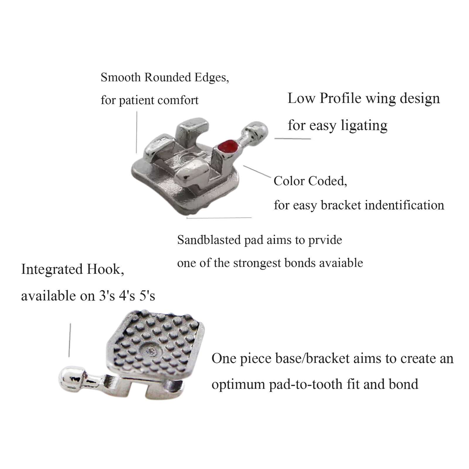 Orthodontic Self Ligating Brackets Mini Metal Braces Roth MBT 022 345H DAMON Q