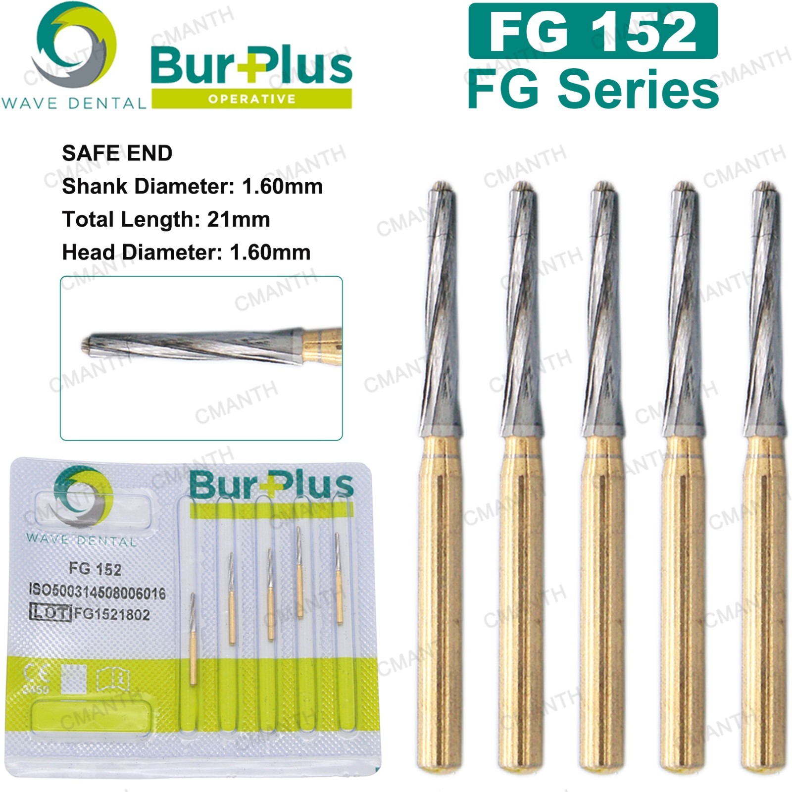 WAVE Dental Tungsten Carbide Burs High Speed Surgical Bur Endo-Z 25mm FG SURG152