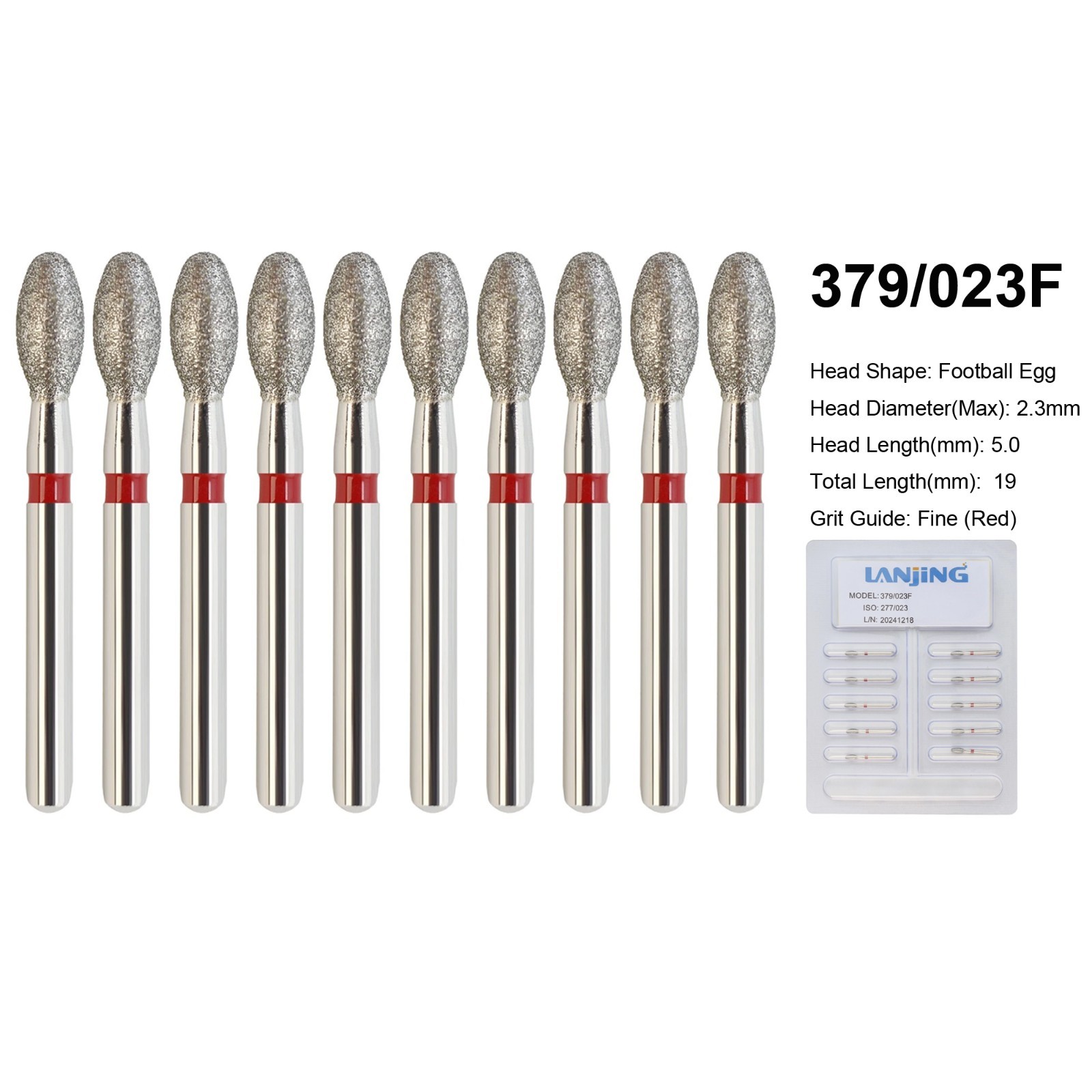 Dental Round Diamond Bur FG Pear Round End Taper Football Egg Barrel High Speed