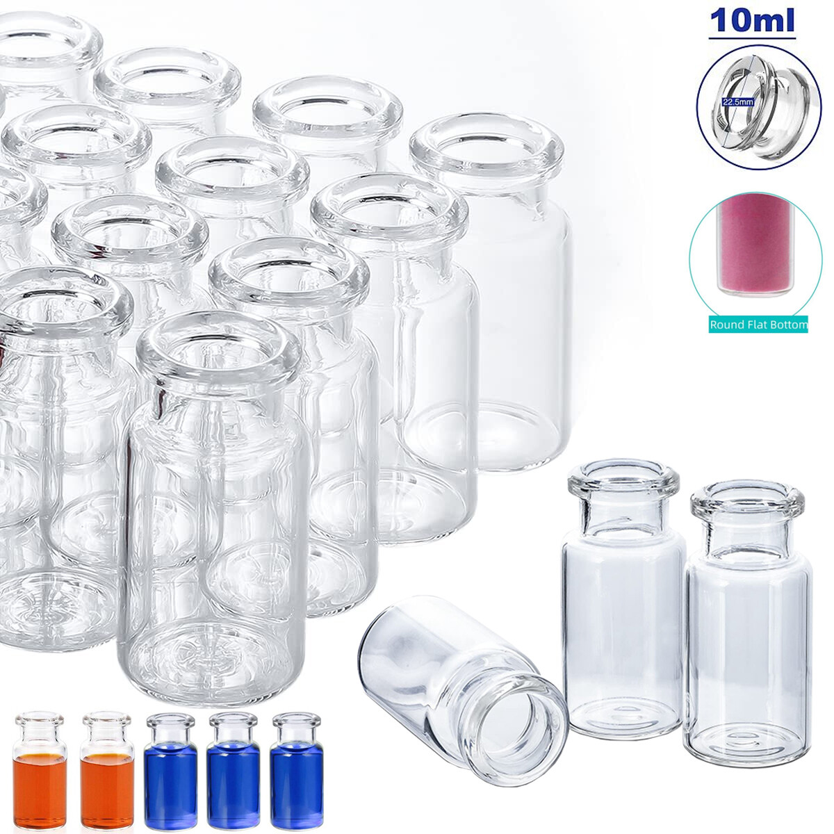 3000pcs 10ml 20mm Sample Vials Crimp Top Glass Bottle HPLC Beveled Edge Top ASTM