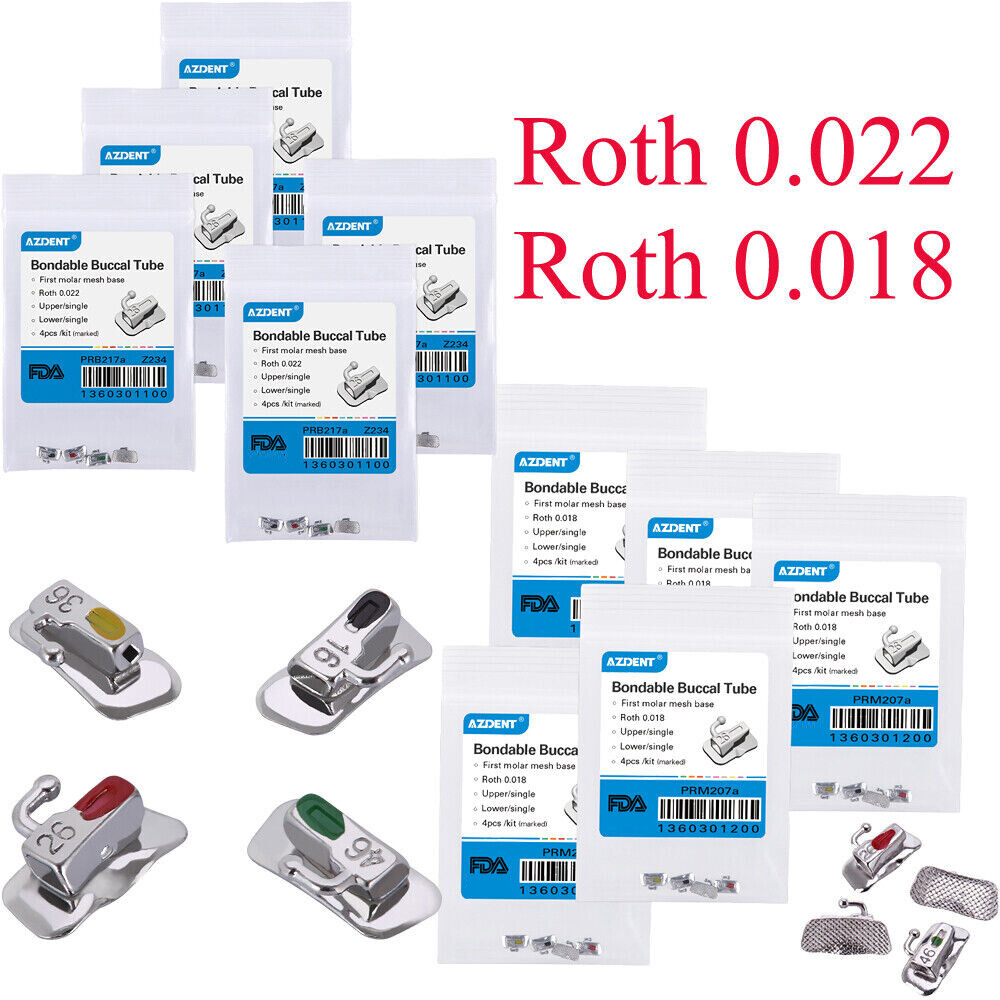 Dental Orthodonic Buccal Tubes 1st Molar Roth 018/022 Bondable Non-Convertible