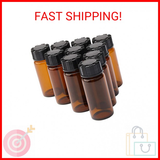 Jiuwu 10 Pack Glass Vials with Screw Caps,Amber Small Bottle,10 Ml Glass Jars,Bo