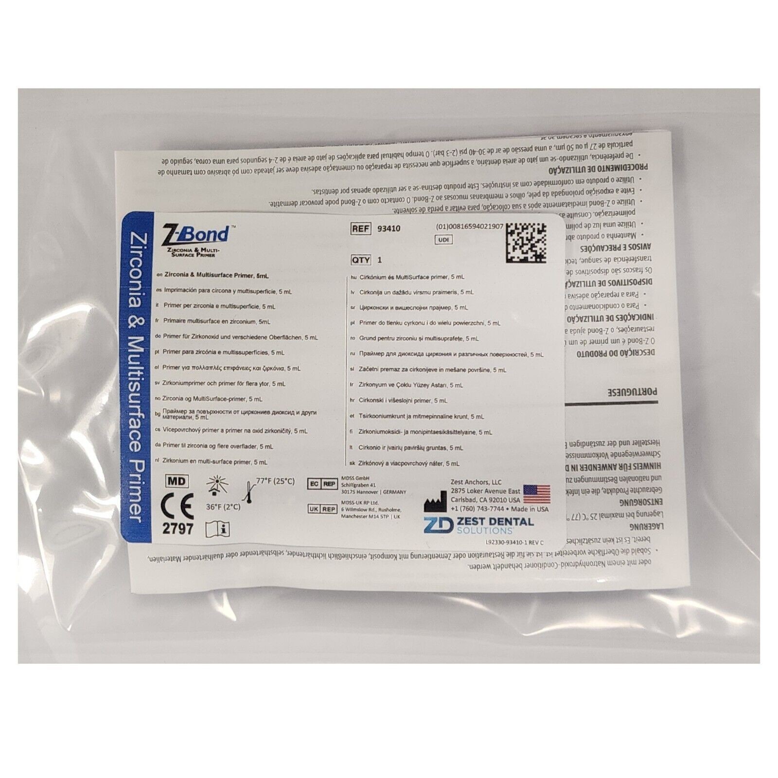 *1-Pack* Zest Dental Z-Bond Zirconia & Multi-Surface Primer 5 mL 93410