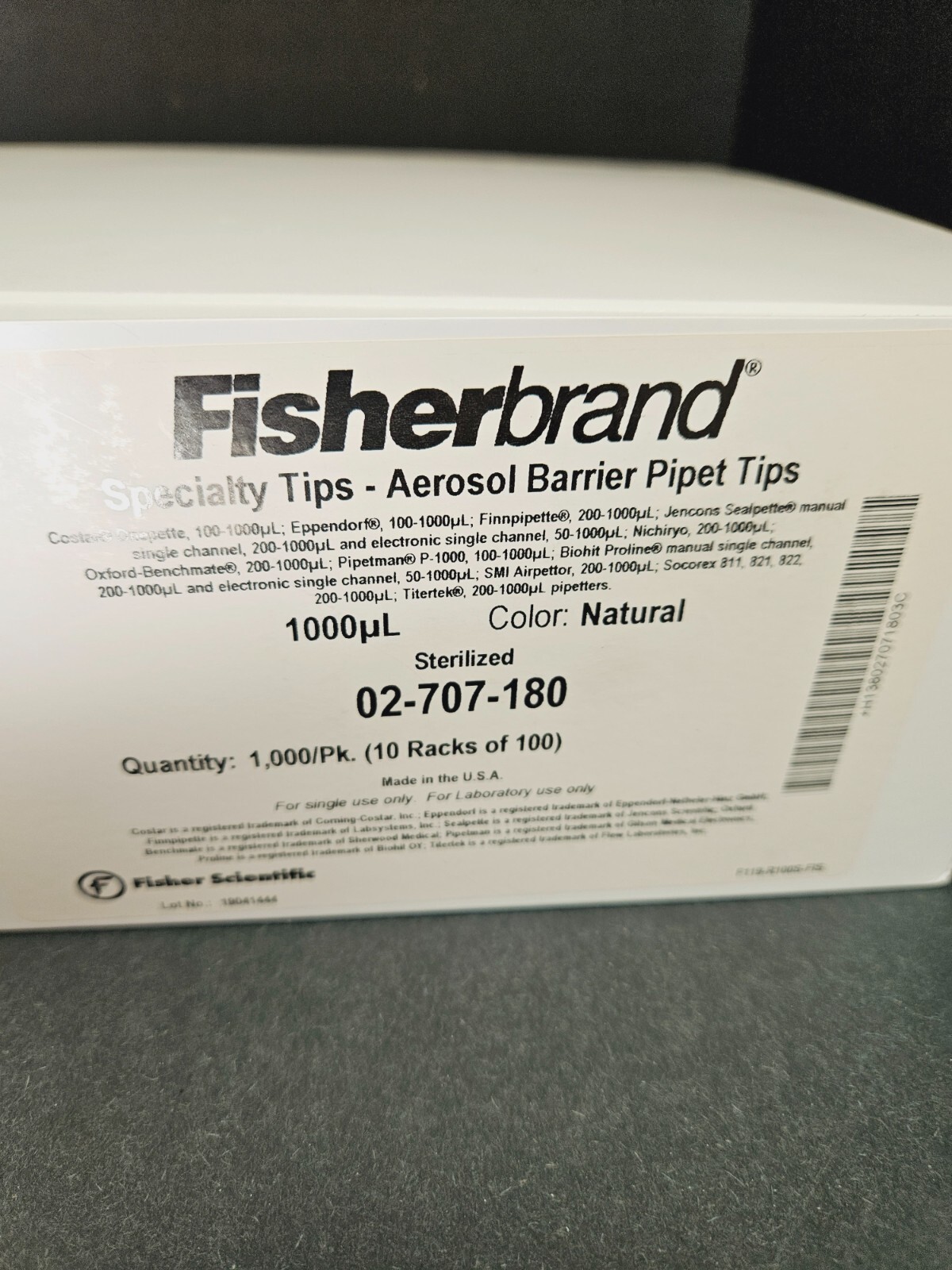 Fisher Scientific Pipette Tips 1000 ul Sterile 10 Racks with 100 Tips Each
