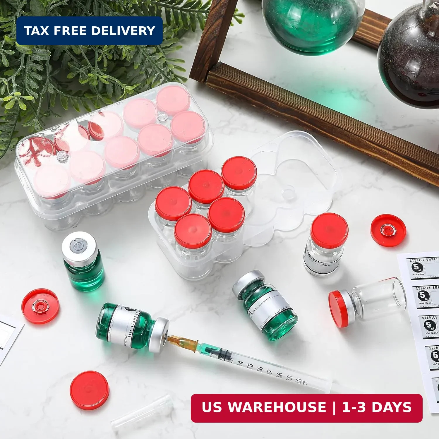 Threlaco 20 Pcs 5ml Sealed Sterile Empty Vials with Self Healing Injection Port