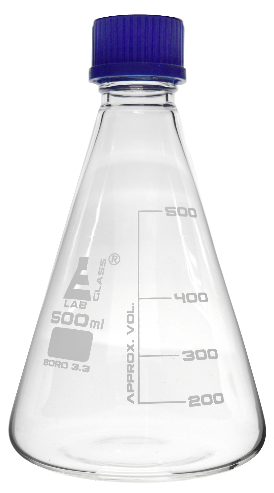 500ml Erlenmeyer Conical Flask with Teflon Lined Screw Cap, Borosilicate Glass