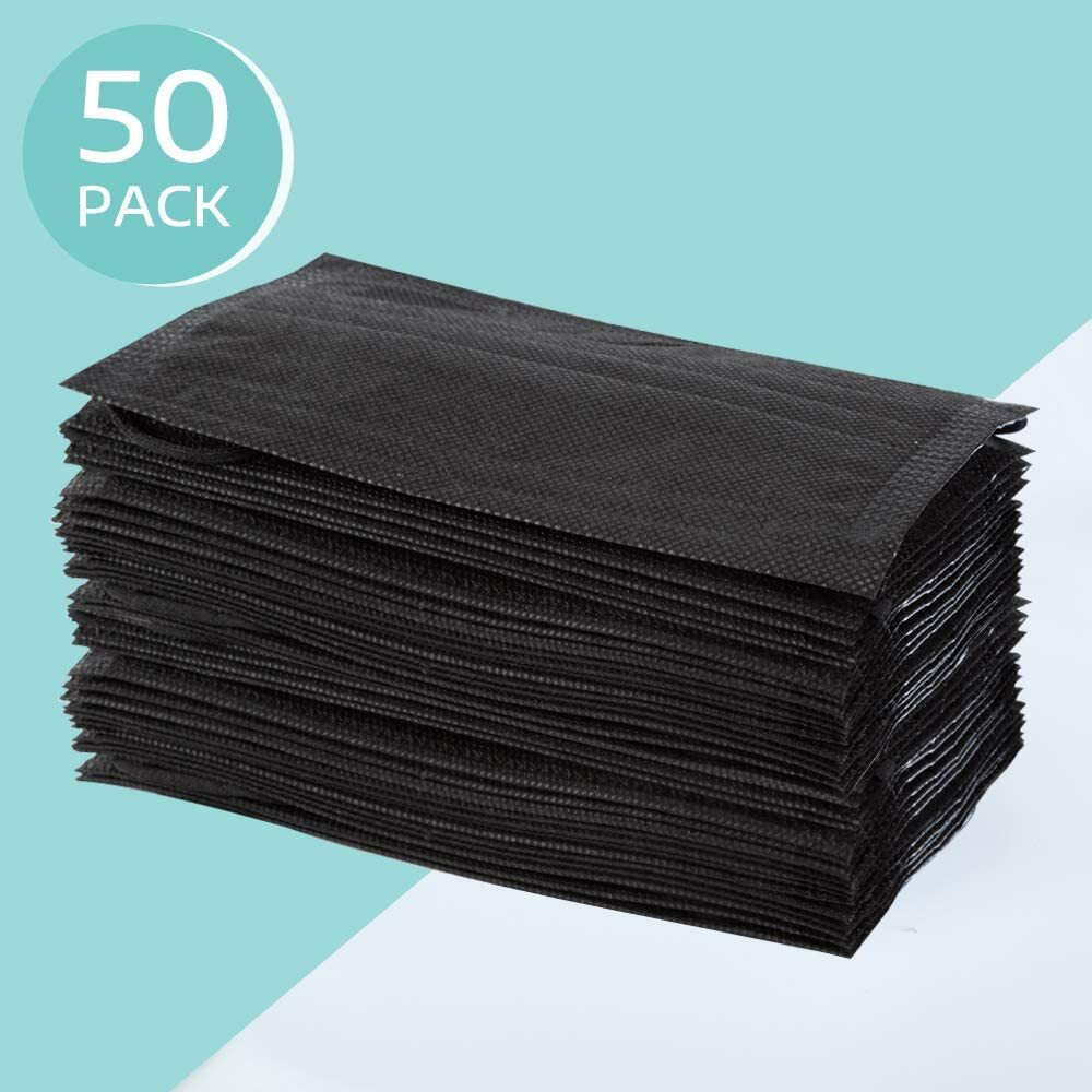 Face Mask 50 PCS BLACK Color 4-Ply Disposable Face Mask Earloop Mouth Cover