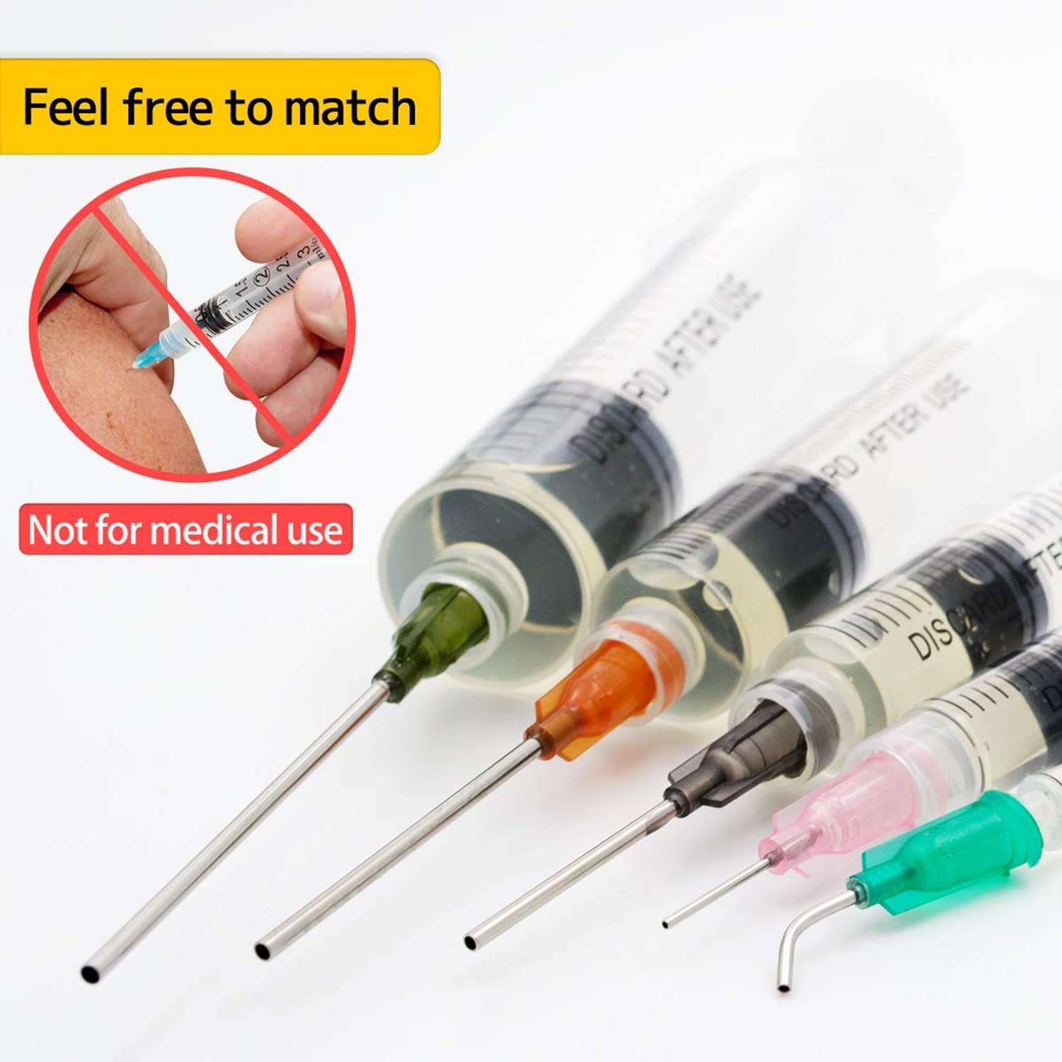 Glue Applicator Syringe with Blunt Tip Needle and Cap, for Liquid, Glue, Ink, Pe