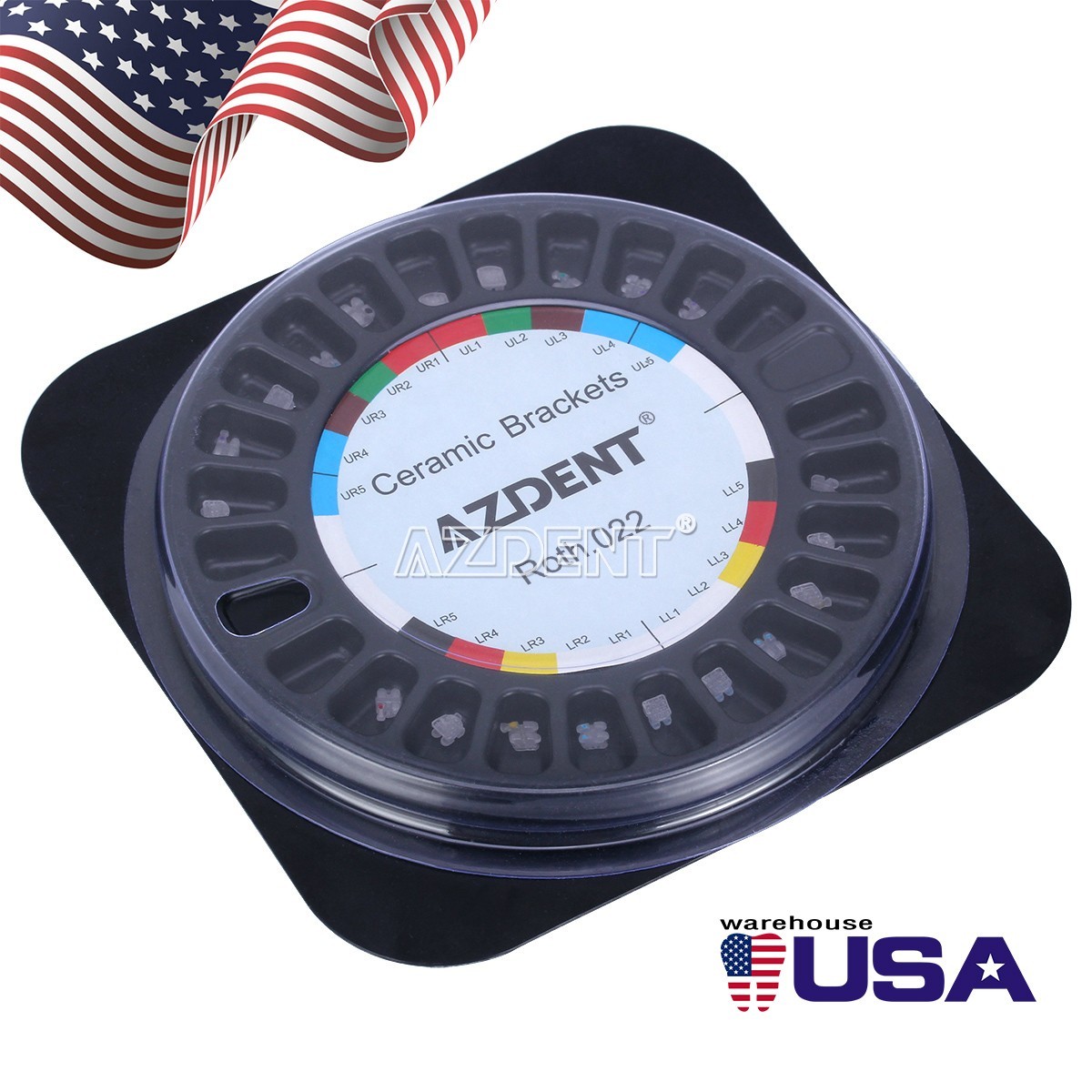 AZDENT Dental Orthodontic Ceramic Brackets Brace Roth/MBT .022 hooks 345