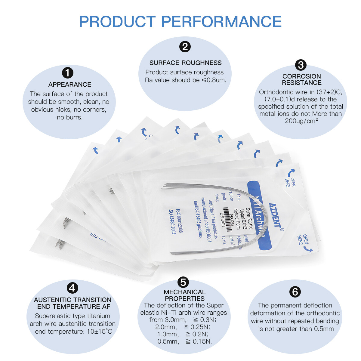 10X AZDENT Dental Orthodontic Super Elastic Niti Arch Wires Round Natural Form
