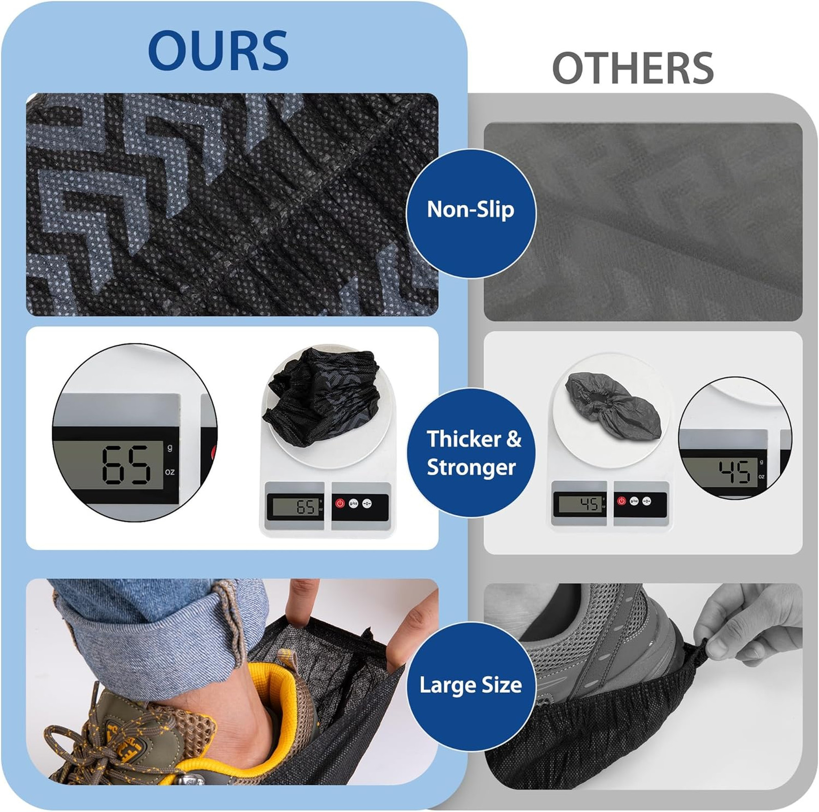 Disposable Shoe Covers X-Large Size 200 Pack Black Non-Woven Fabric