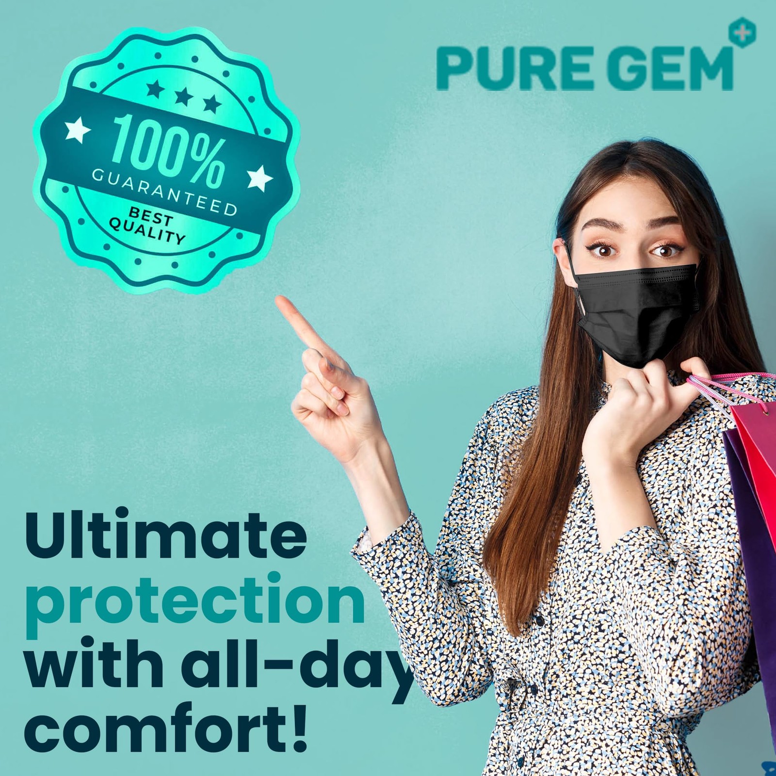 Pack Of 150 Black Disposable Face Mask, 3Ply Adult Masks, Facial Cover with E…