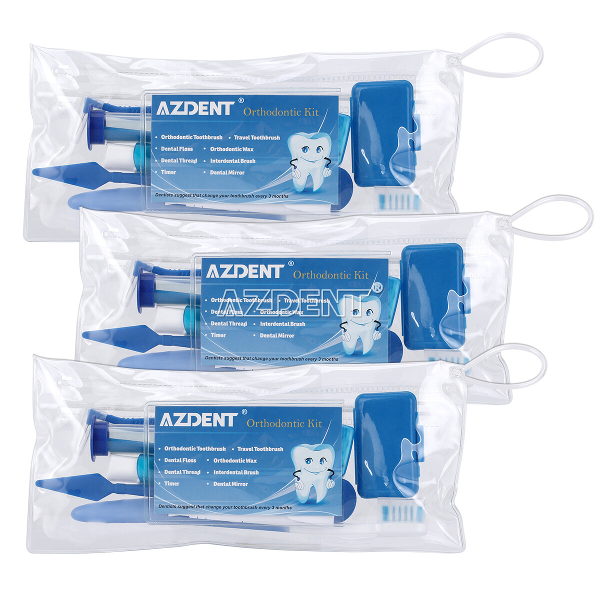 AZDENT Dental Orthodontic Oral Care Kit Hygiene Clean Tools Teeth Whitening Blue