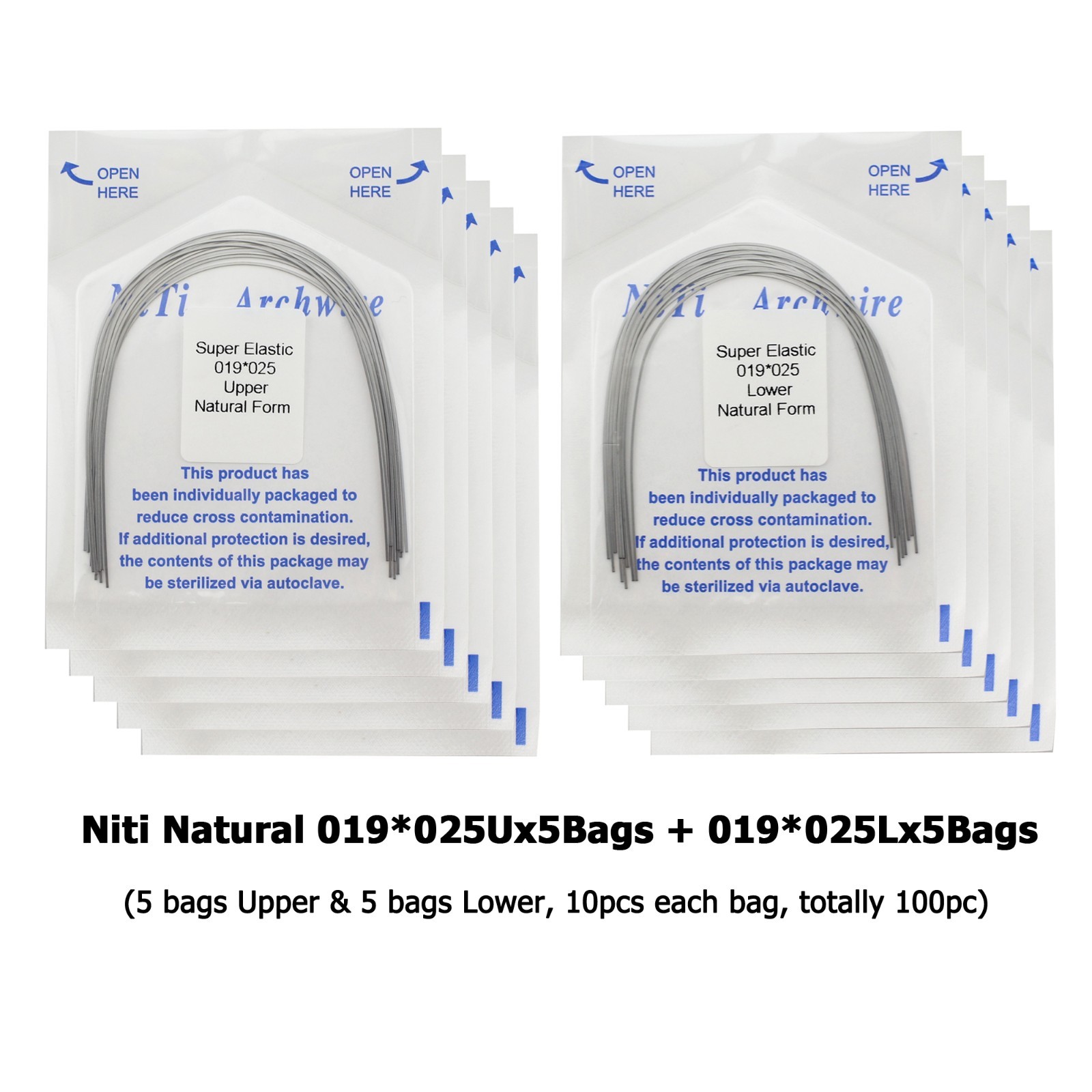 Dental Orthodontic Arch Wire Natural Form Niti Stainless Steel Round Rectangular