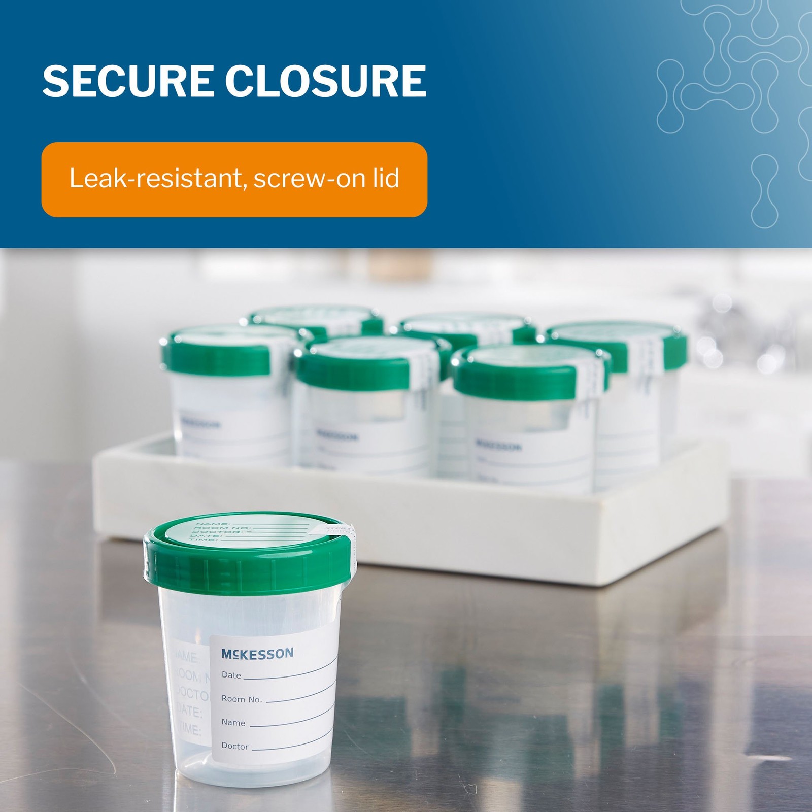McKesson Specimen Container Sterile Inside Only Screw Cap 100 Ct