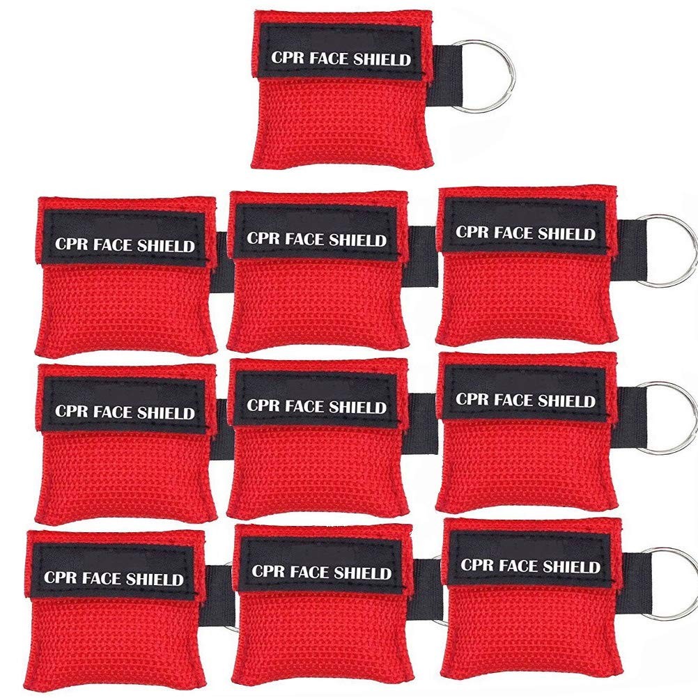 LSIKA-Z 10pcs CPR Face Shield Mask Keychain 10 Count (Pack of 1), Red-10