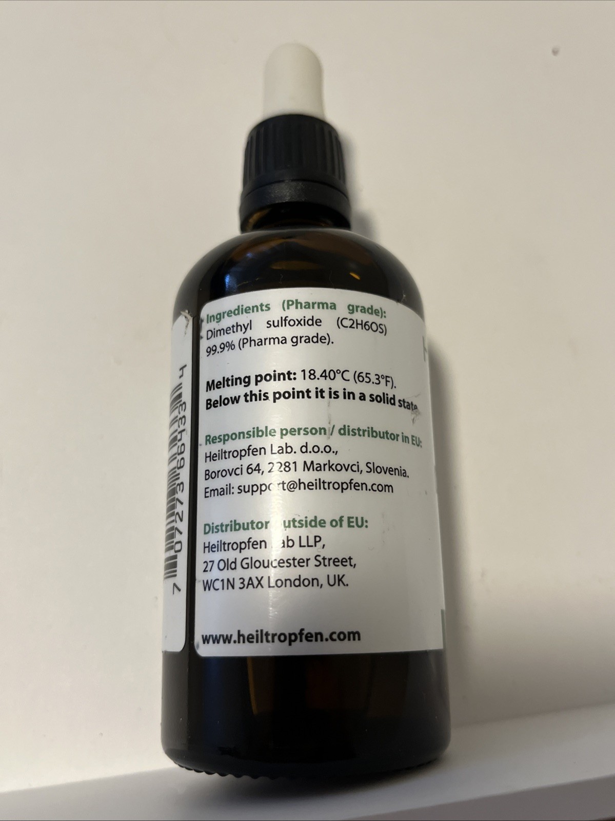 Heiltropfen DMSO 99.9% 3.4 Oz Dimethyl Sulfoxide Liquid! Exp 2028