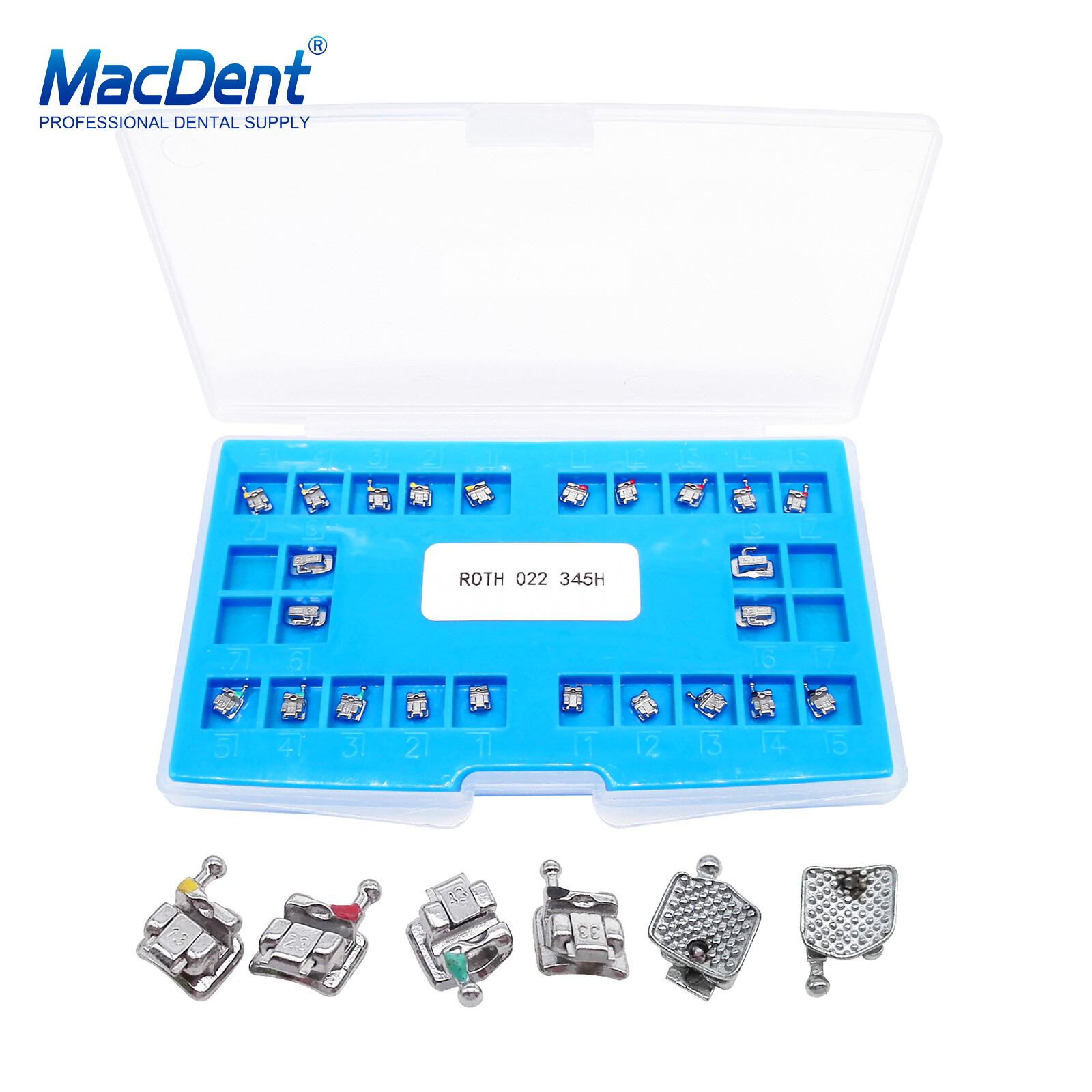 Dental Orthodontic Self-Ligating Brackets Braces Roth/MBT .022 Hook 345 MacDent