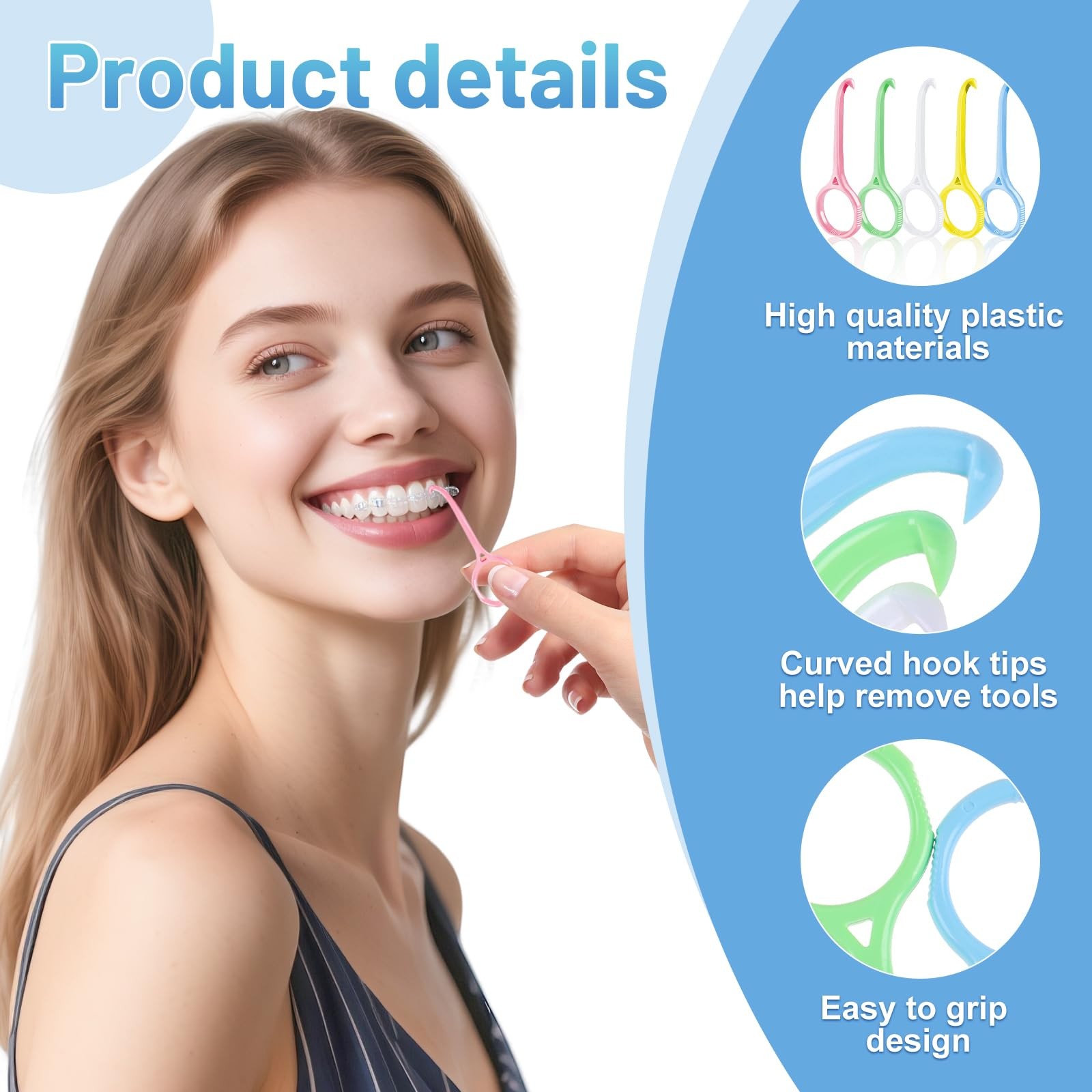 30 Pcs Dental Remover Tool Colorful Orthodontic Aligner Removal Hook for Braces