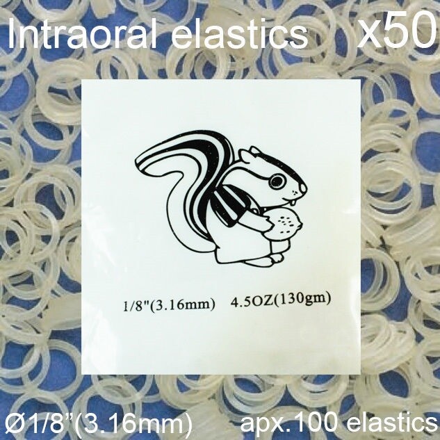 50x Dental Orthodontic Intraoral Latex Elastics Rubber Teeth Chipmunk Ø1/8″