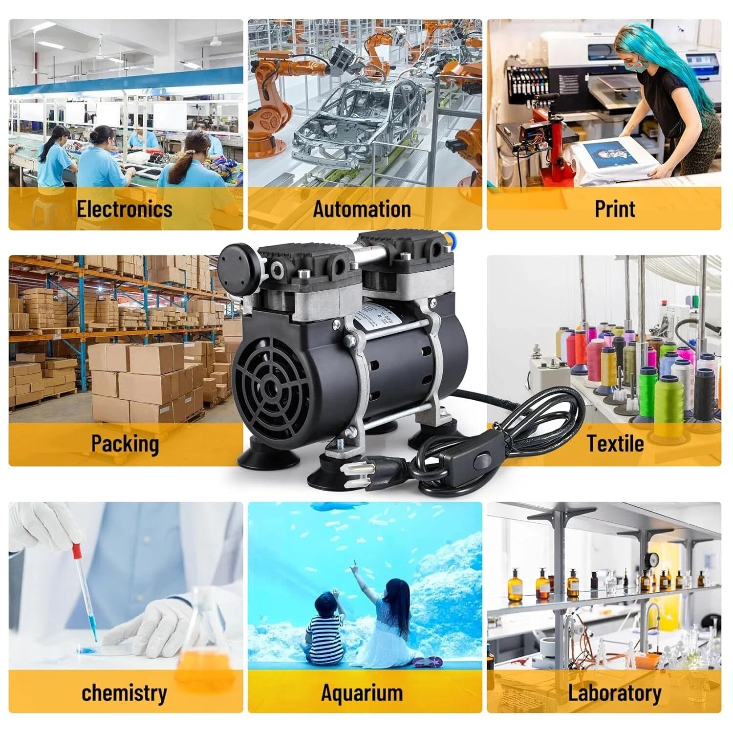 50L/min 180W Lab Vacuum Pump+1000mL Lab Suction Filtering Filtration Flask Glass