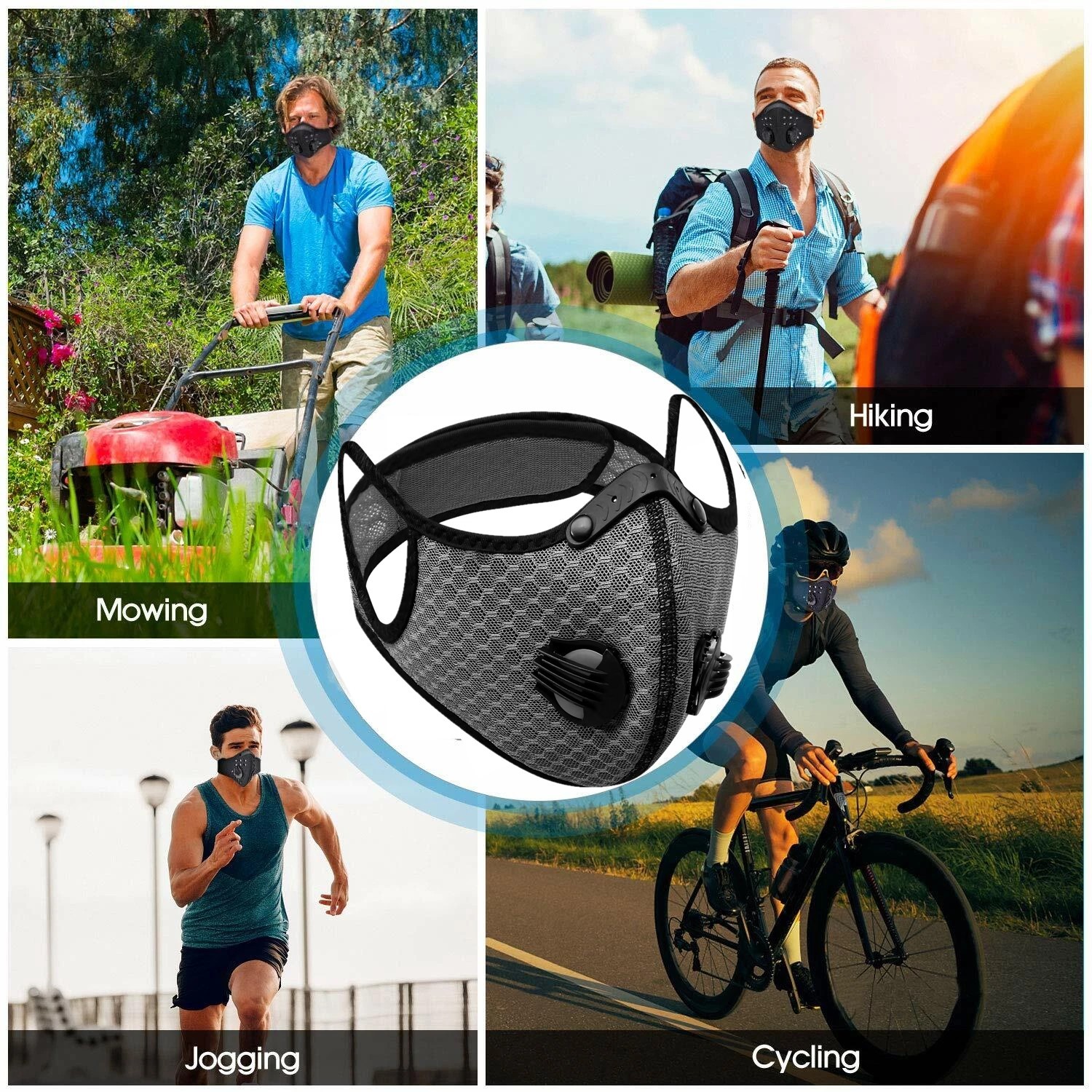 Half Face Cover Respirator Mask W/ Filters Anti Air Pollution Reusable Facepiece