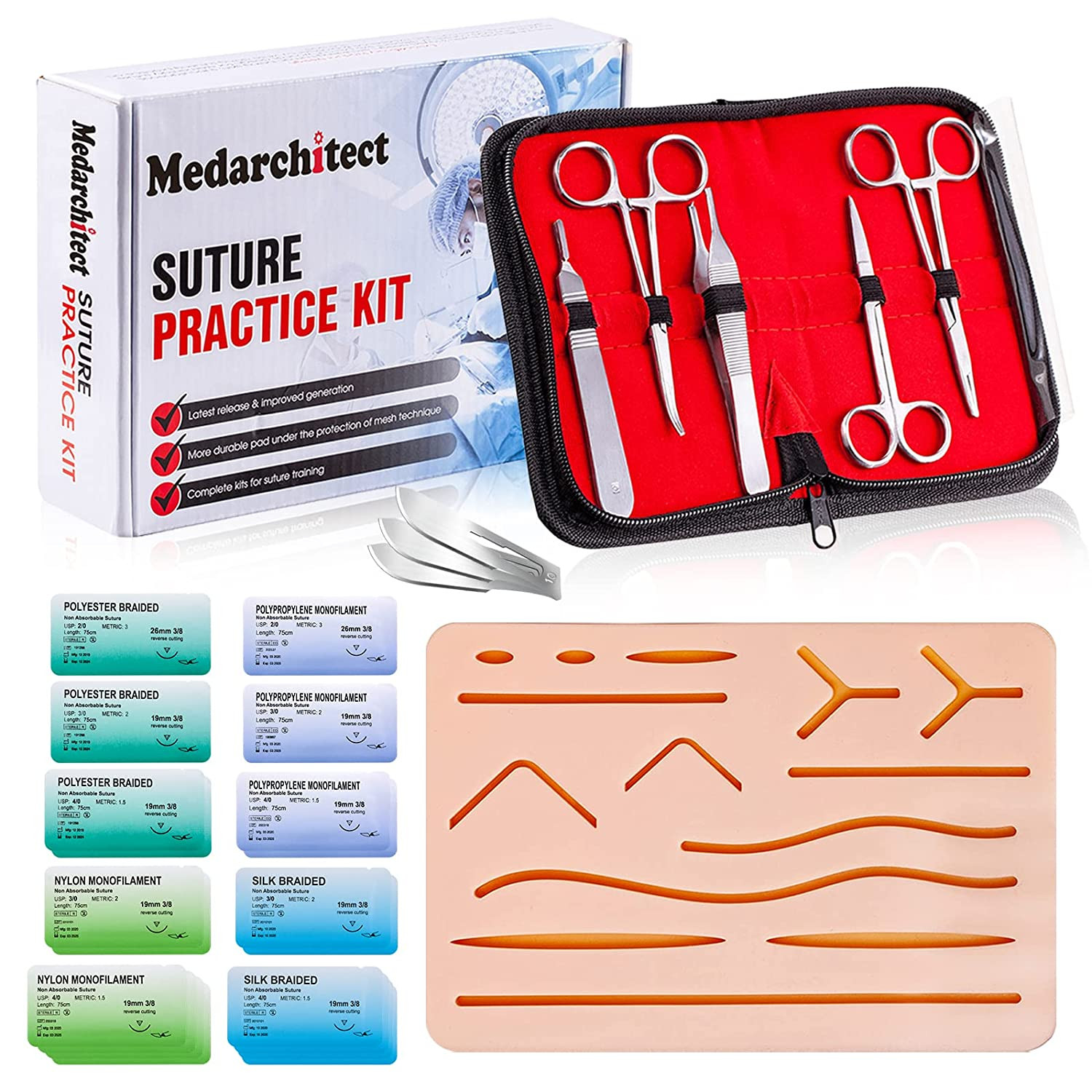 kit de sutura quirurgicas y dental para practicar profesional dentista y doctor