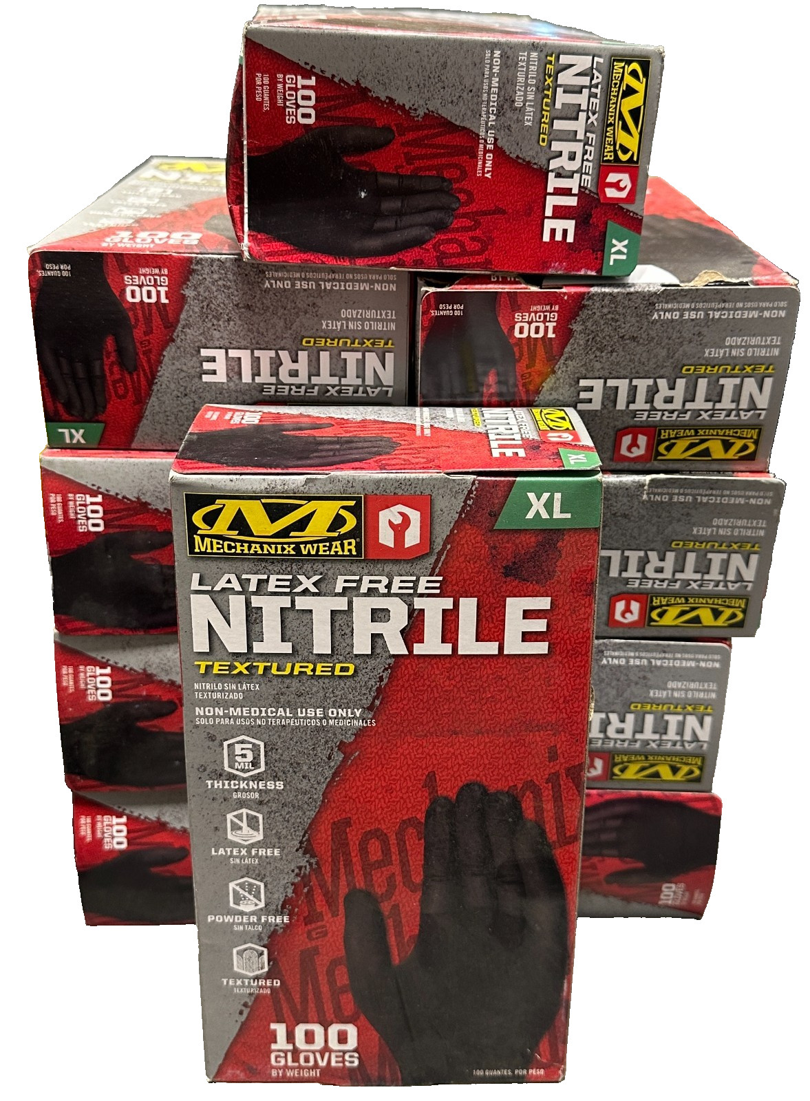1000 5 Mil EXTRA LARGE Mechanix Wear Latex Free Nitrile Textured Gloves