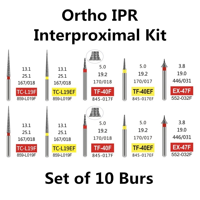 Set of 10 Ortho IPR Kit Interproximal Enamel Reduction FG Dental Diamond Burs