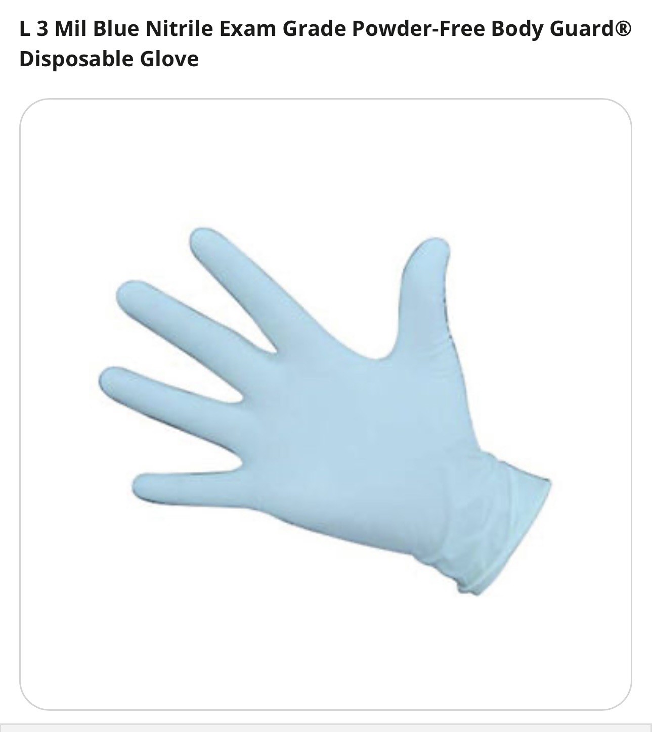 Large Nitrile Gloves Non-Sterile Textured Fingertips 3mil Thick. Case Qty:1000