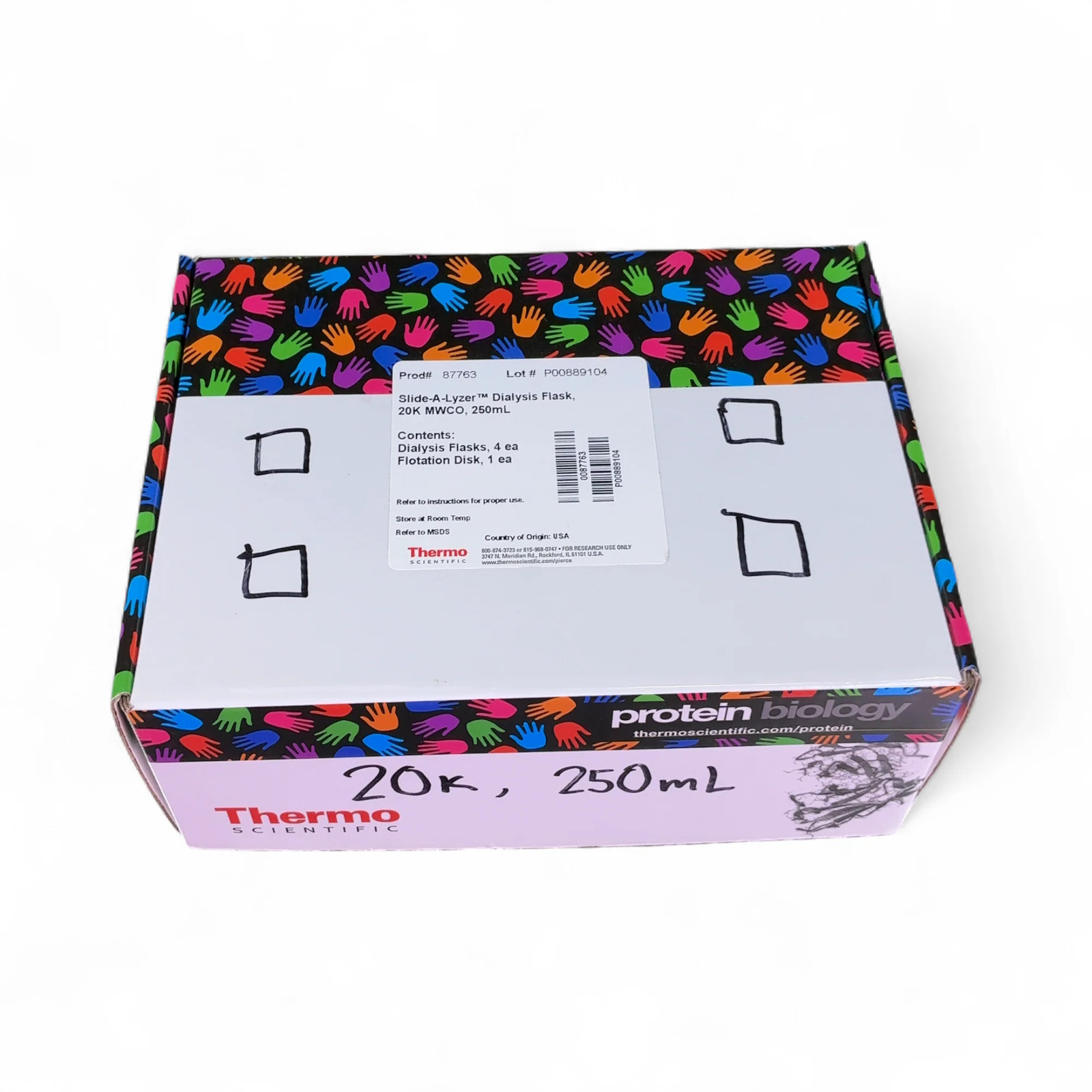 Thermo Scientific Slide-A-Lyzer 250mL Dialysis Flask 20K-MWCO 87763, March 2019