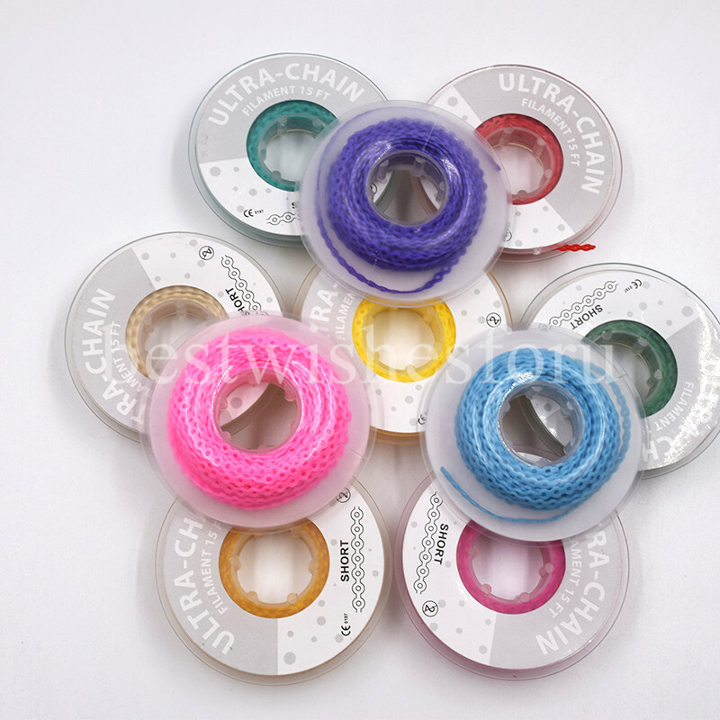 Dental Ortho 44 Colors Elastic Power Chain Rubber Bands Long/Short/Continuous