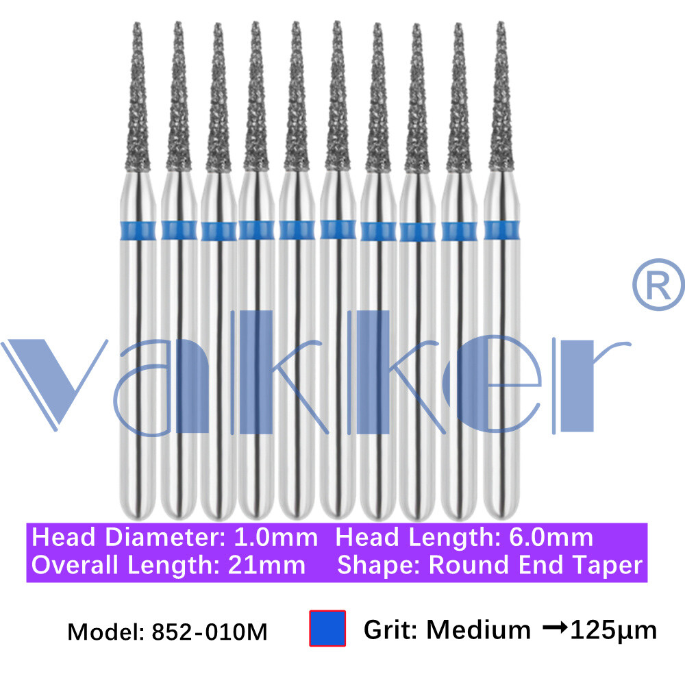 10pc Diamond Bur Shape X-Mas Tree Round End Taper Burs Fine Medium Coarse