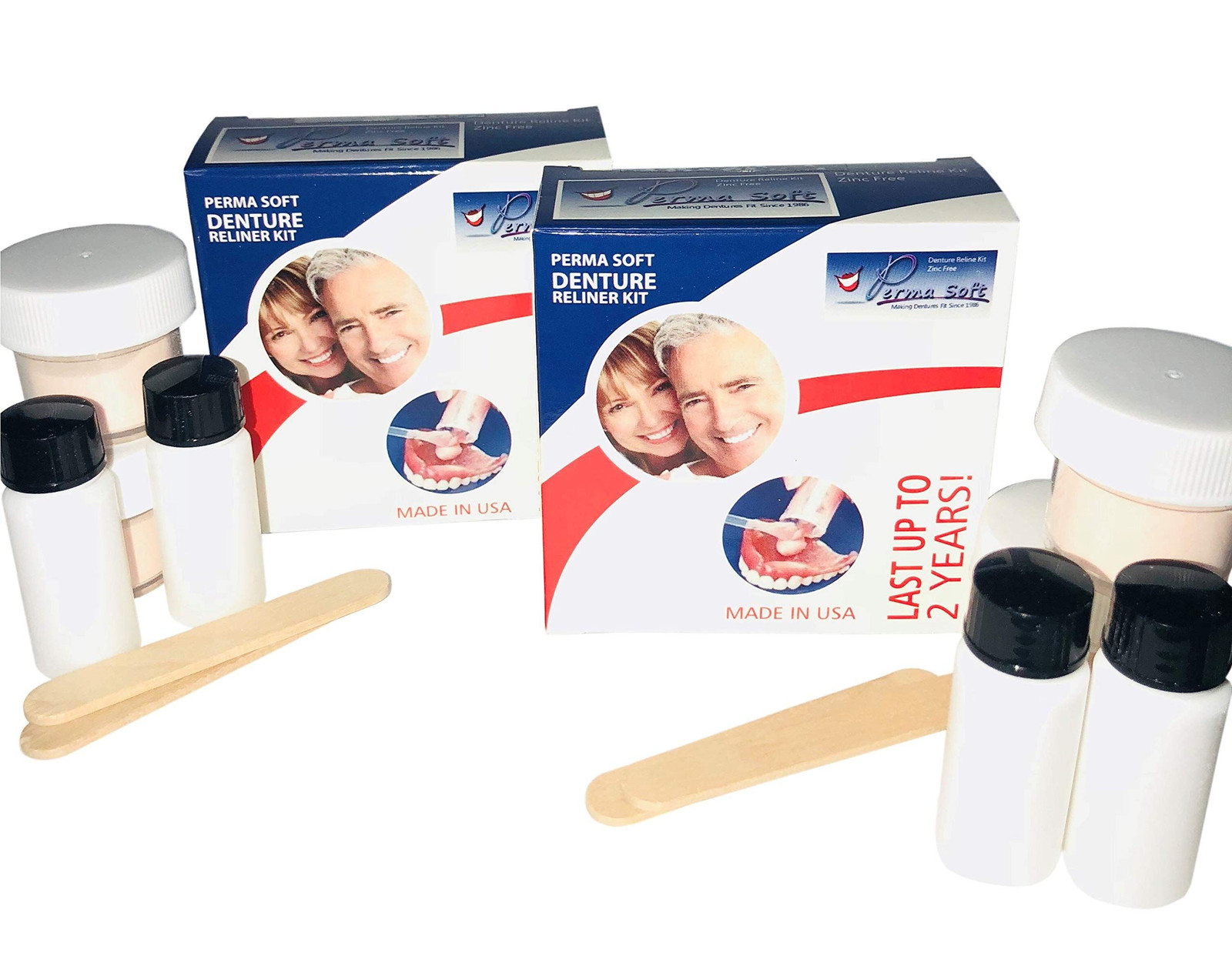 Perma Soft Denture Reline Kit- 2 Boxes (relines 4 2 Count (Pack of 1), White