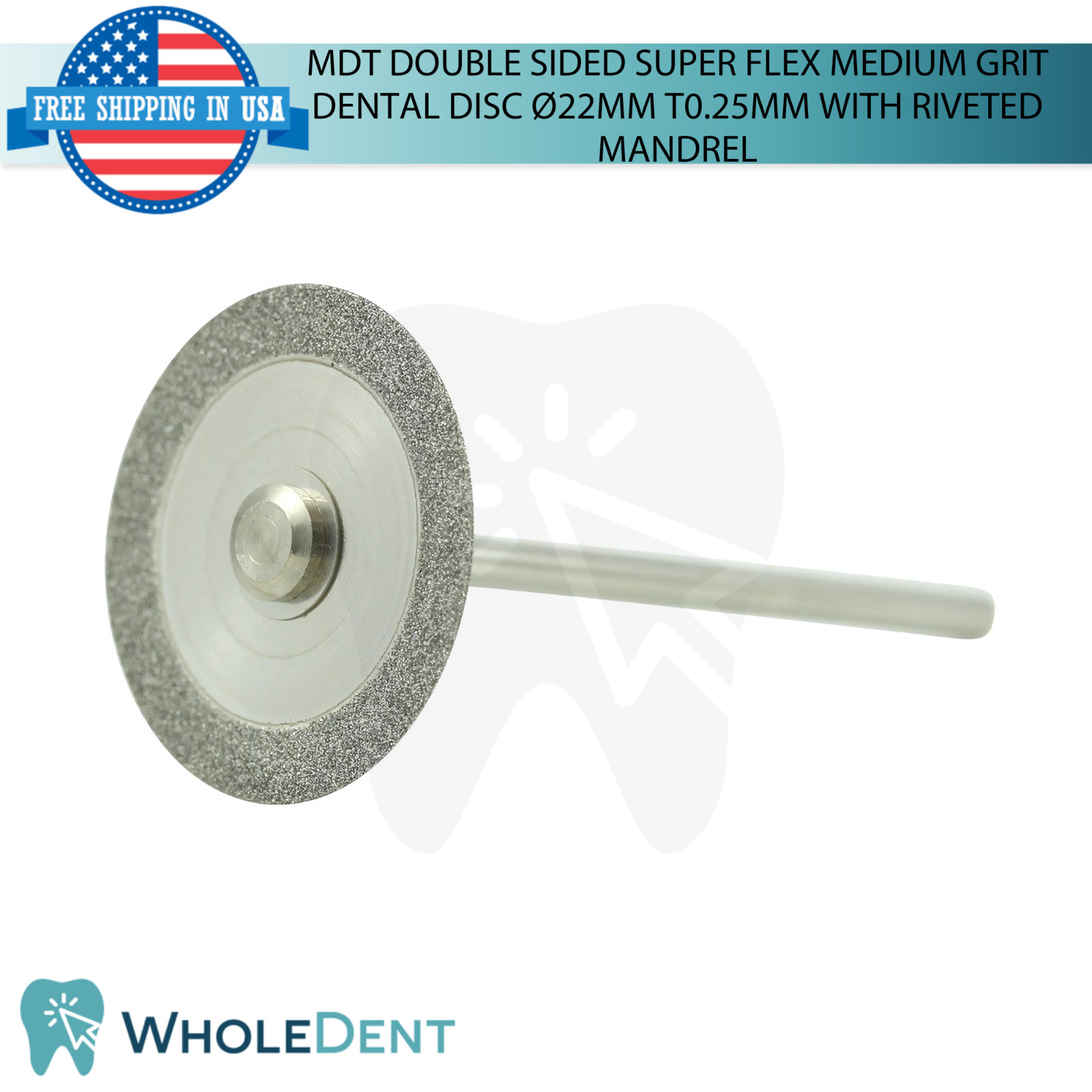 Medium Grit Double Sided Diamond Super Flex Dental Disc Ø22mm Thickness 0.25mm