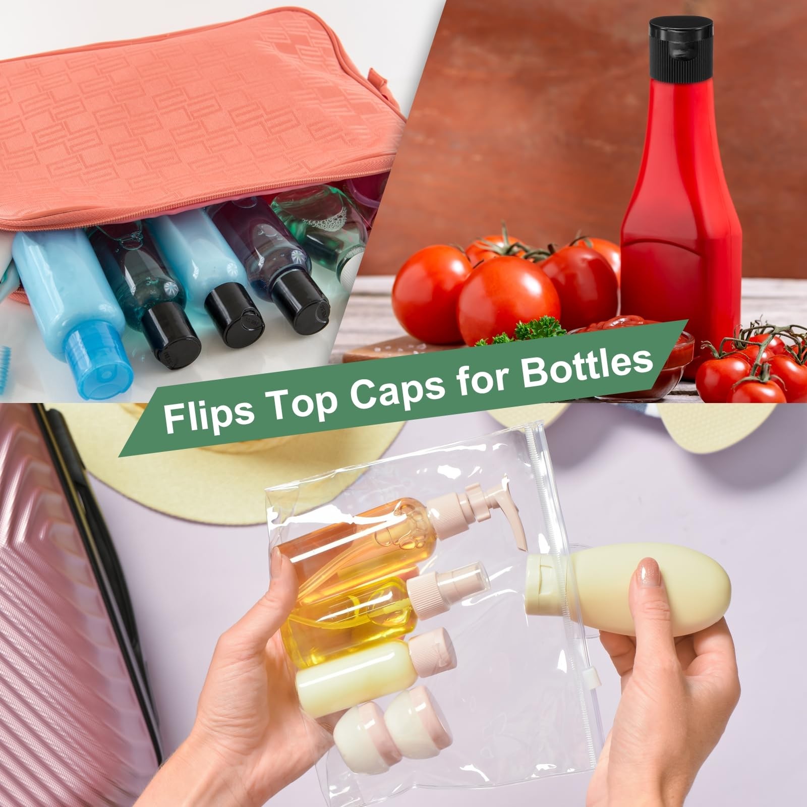 Uxcell 36pcs 20/410 Flips Top Caps for Bottles, Replacement 20/410, Black