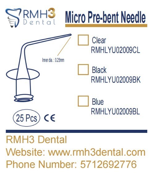 RMH3 Full Plastic Dental Disposable Endo Pre-Bent Needle Tips Black 25/pk