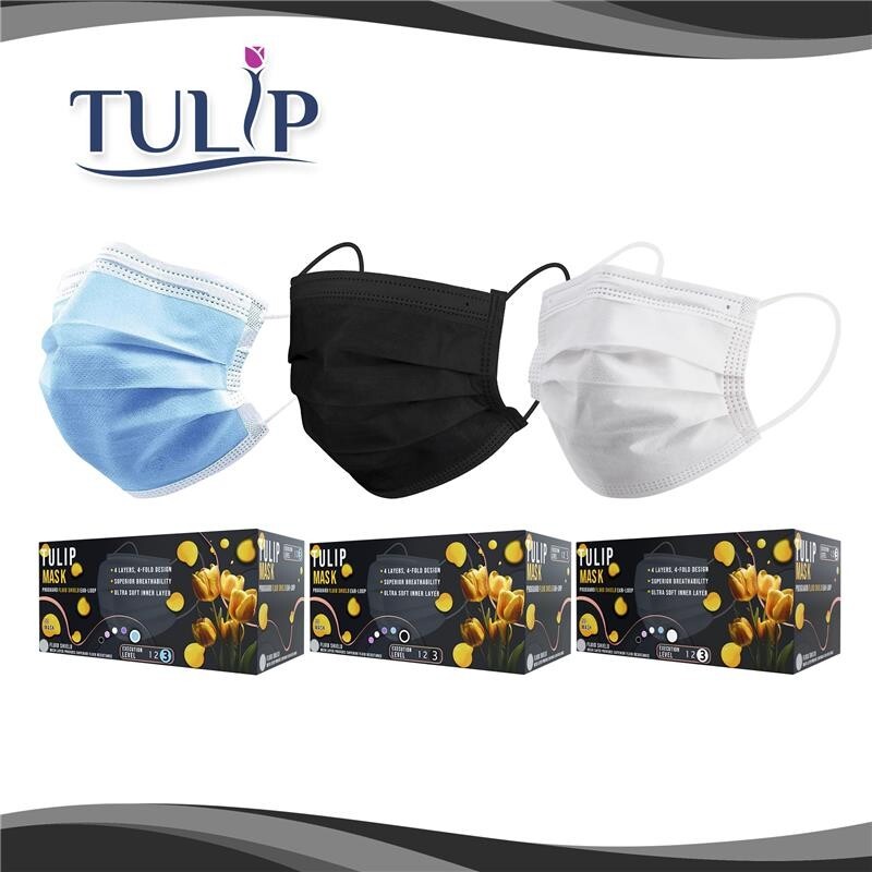 500 White ASTM Level 3 Face Masks 4-Ply Disposable Surgical Medical Shield Tulip