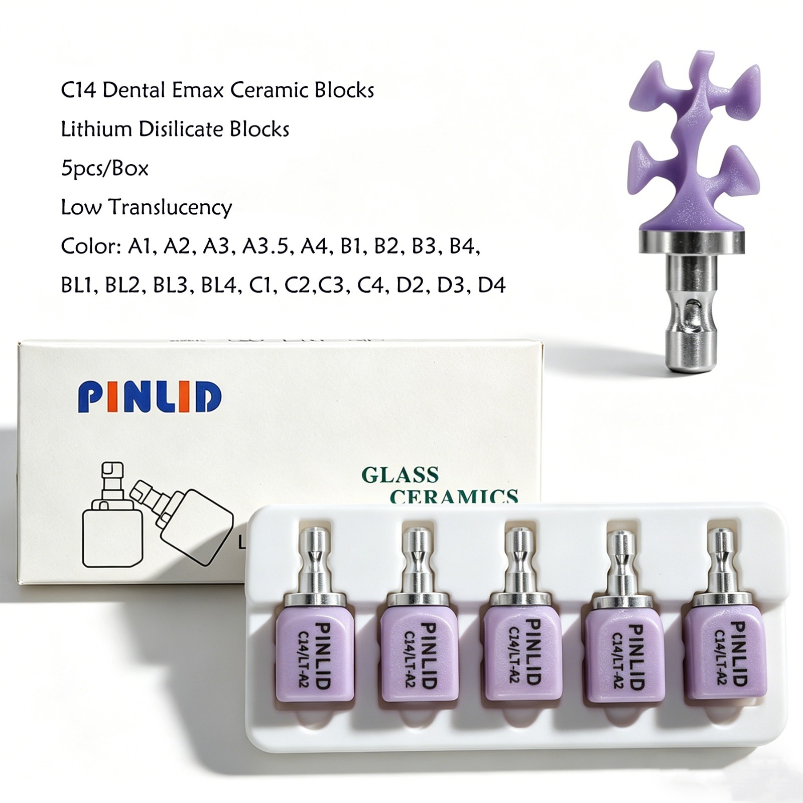 Dental C14 Glass Ceramic Block HT LT Emax Lithium Disilicate for CEREC CAD/CAM