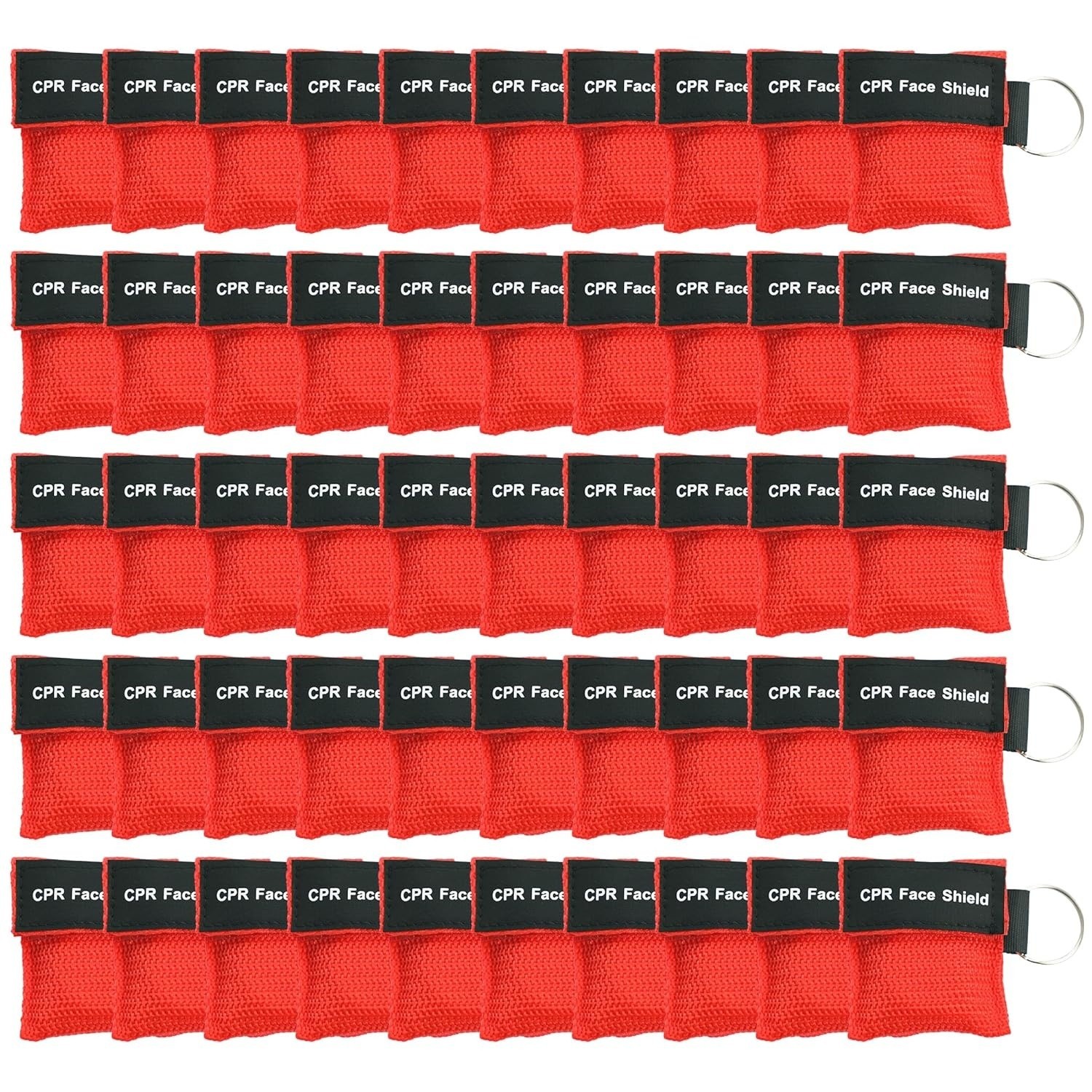 50 Pack CPR Pocket Mask, CPR Face Shield For Keychain One-Way CPR Emergency Face