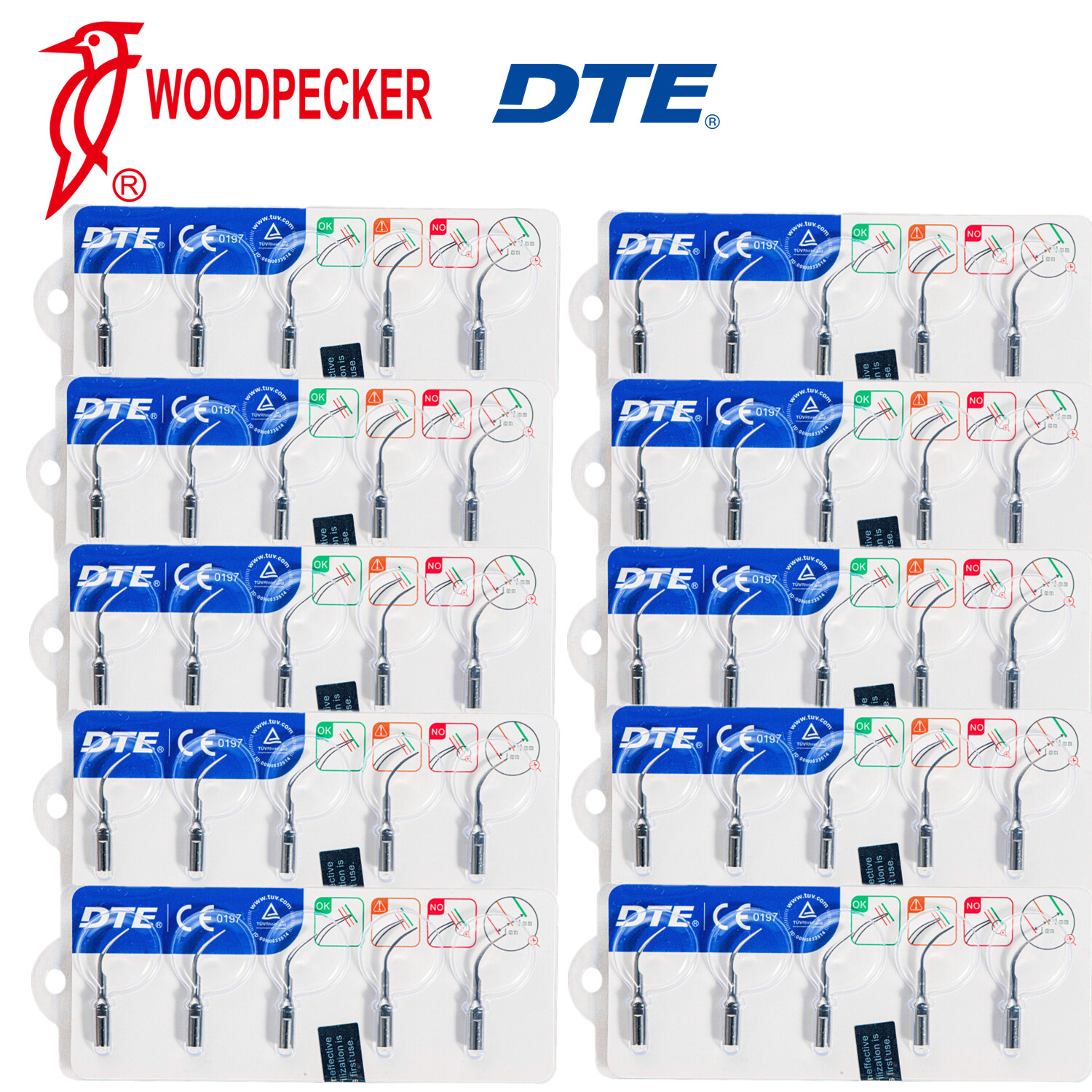 5pc/pack Woodpecker DTE Dental Ultrasonic Scaler Tips Assorted Fit NSK SATELEC