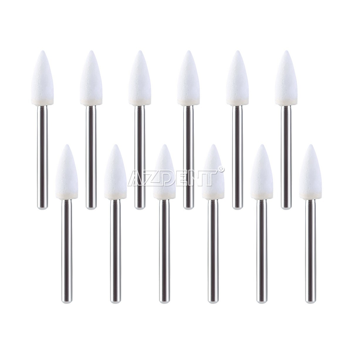 AZDENT Dental Flame Mounted White Stone Polishing Burs FG Abrasion Point Burs