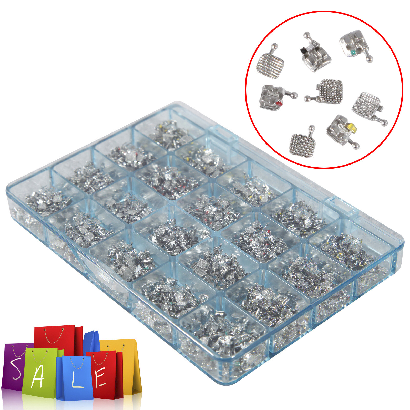 1000pcs Dental Orthodontics Monoblock Brackets Brace MINI MBT.022 345 Hooks M