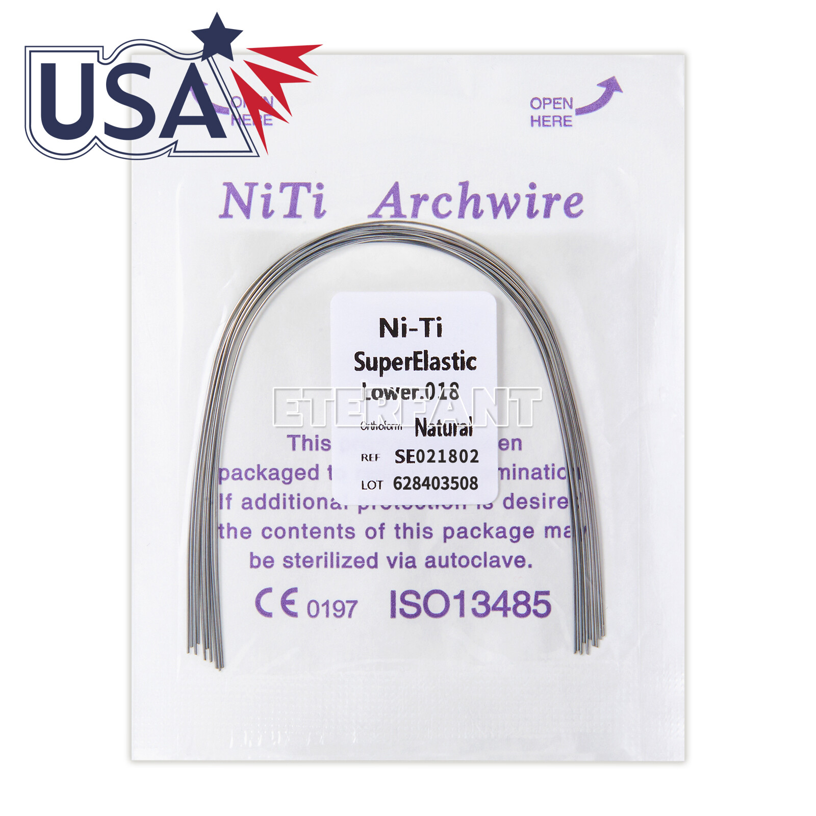 ETERFANT Dental Ortho Arch Wires Super Elastic NiTi/Stainless Steel Round US
