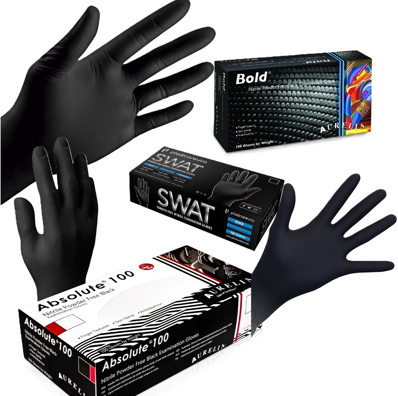 Black Nitrile Exam Gloves – Disposable Latex & Powder Free, Medical Rubber Food