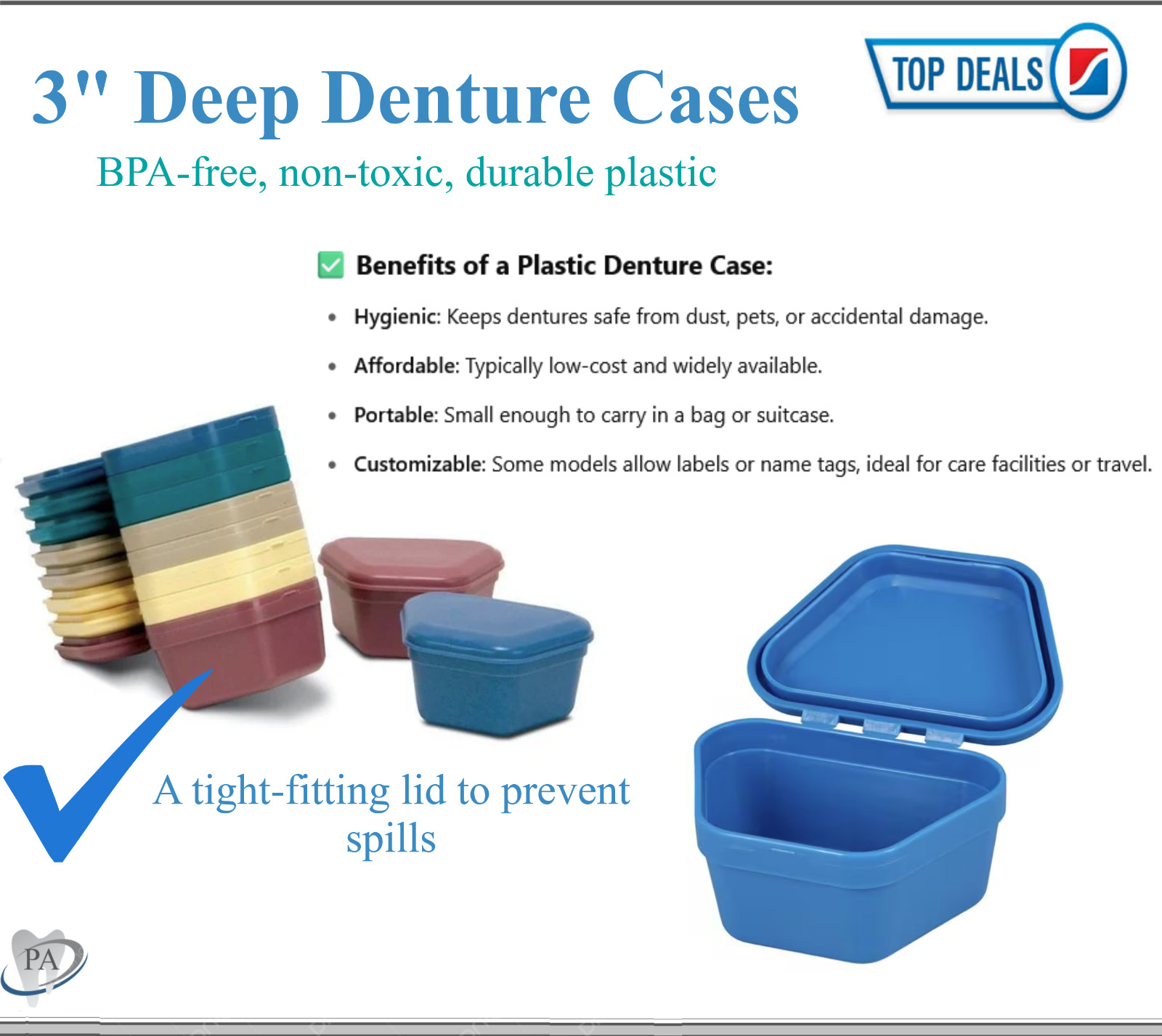 Dental Denture Box case carrier – 3′ Deep or Retainer Box – 1′ Deep, Upto 100Pk