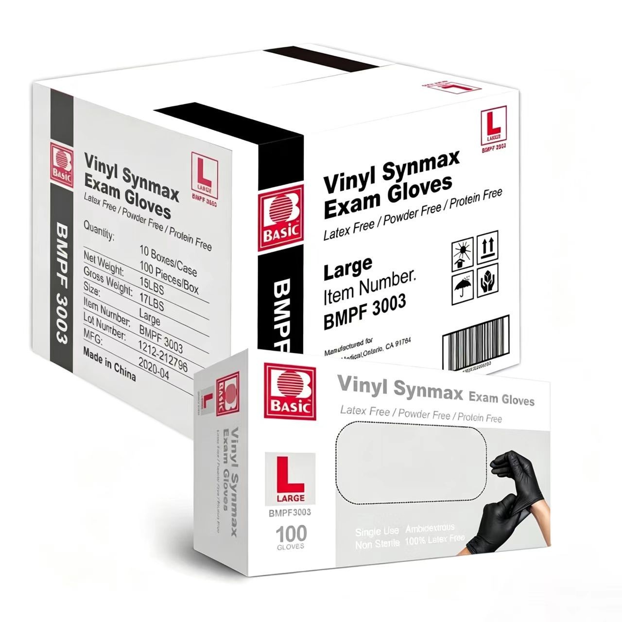1000Pcs Black Vinyl Exam Gloves Latex Powder Free Disposable Medical Cleaning