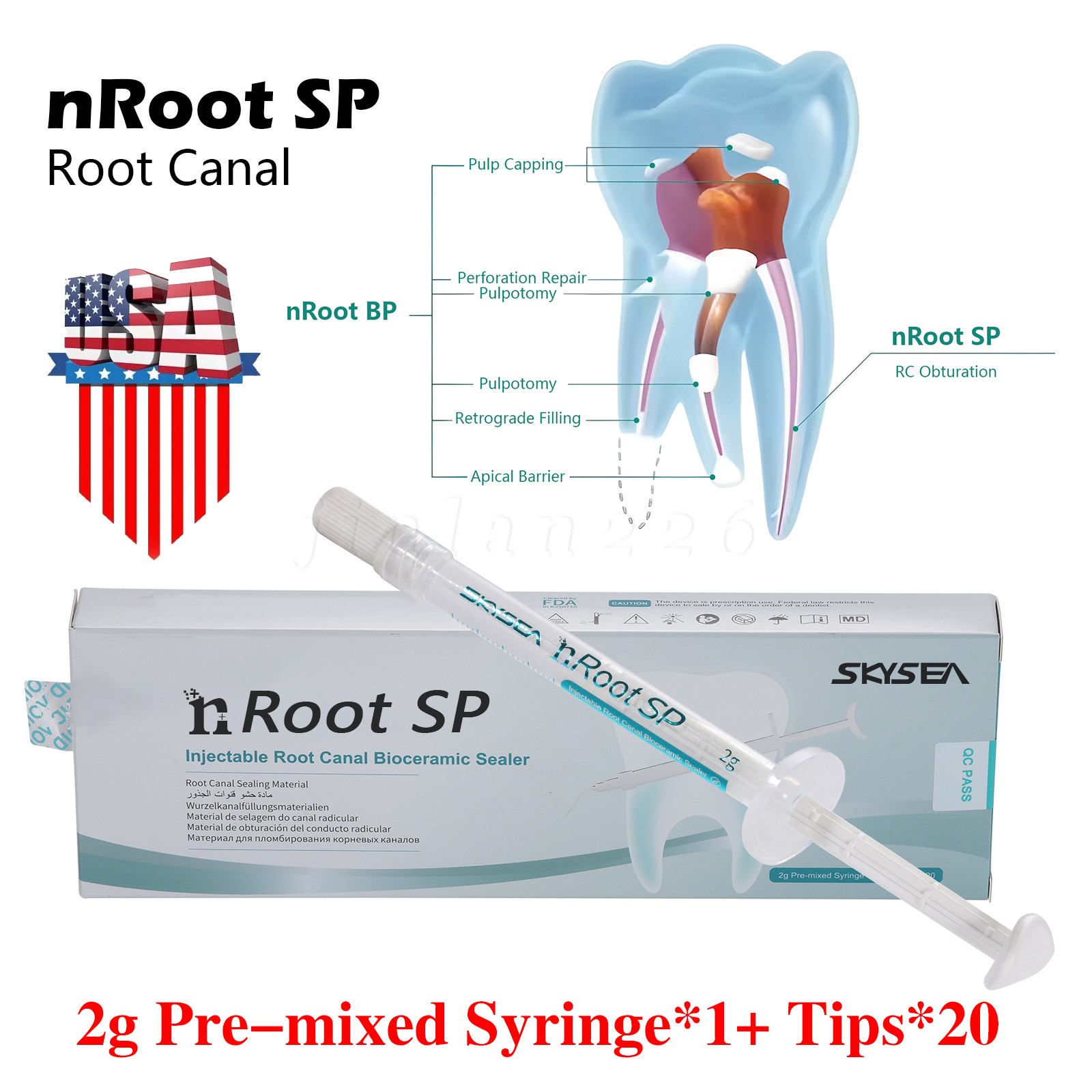 1g SP Dental Injectable Root Canal Bioceramic Sealer Endodontic Sealing Filling