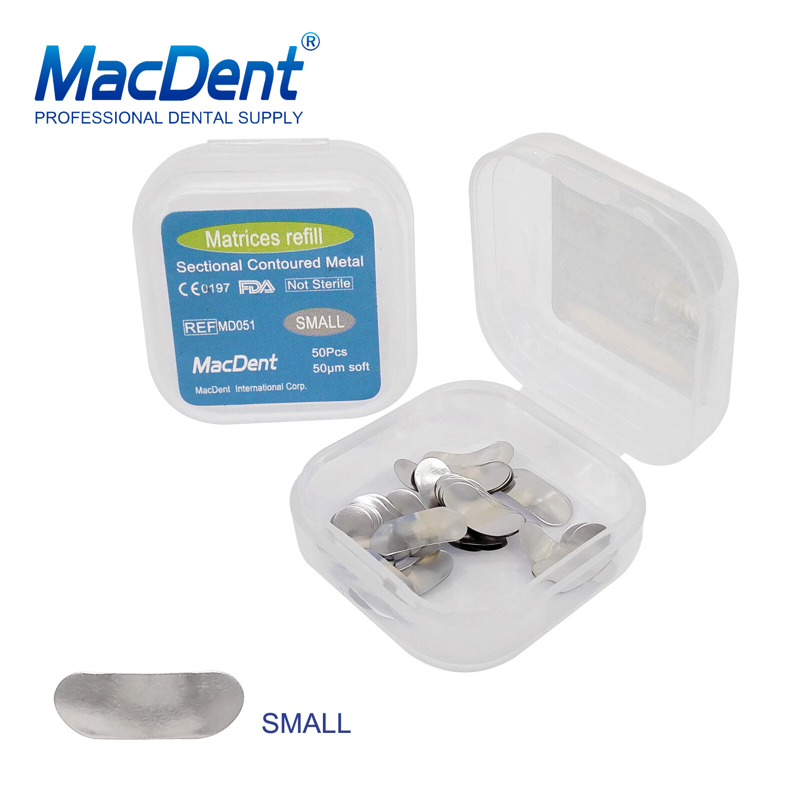 50Pcs/box MacDent Dental Sectional Contoured Matrices Matrix Bands Refill S/M/L